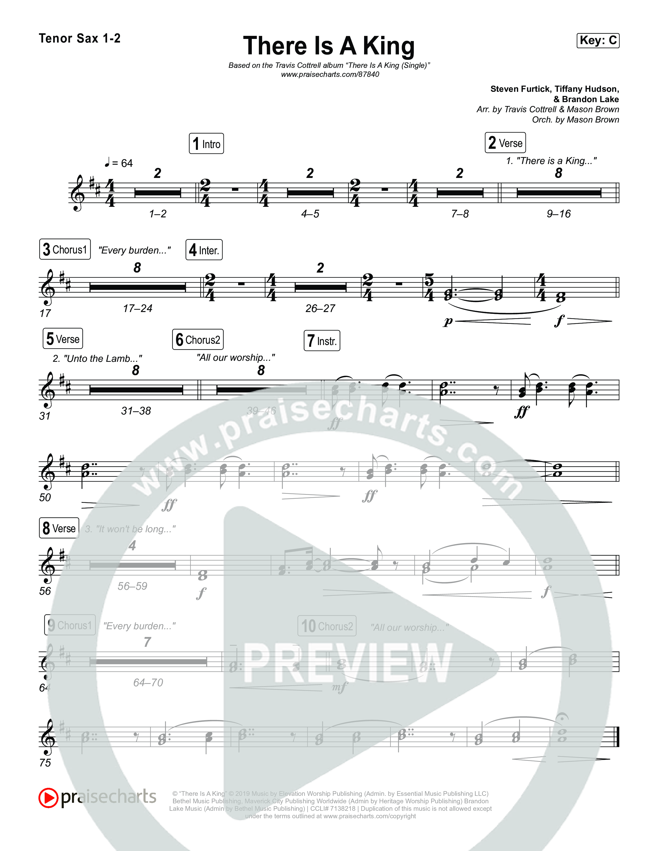 There Is A King (Choral/SATB) Sax Pack (Travis Cottrell / Arr. Mason Brown)