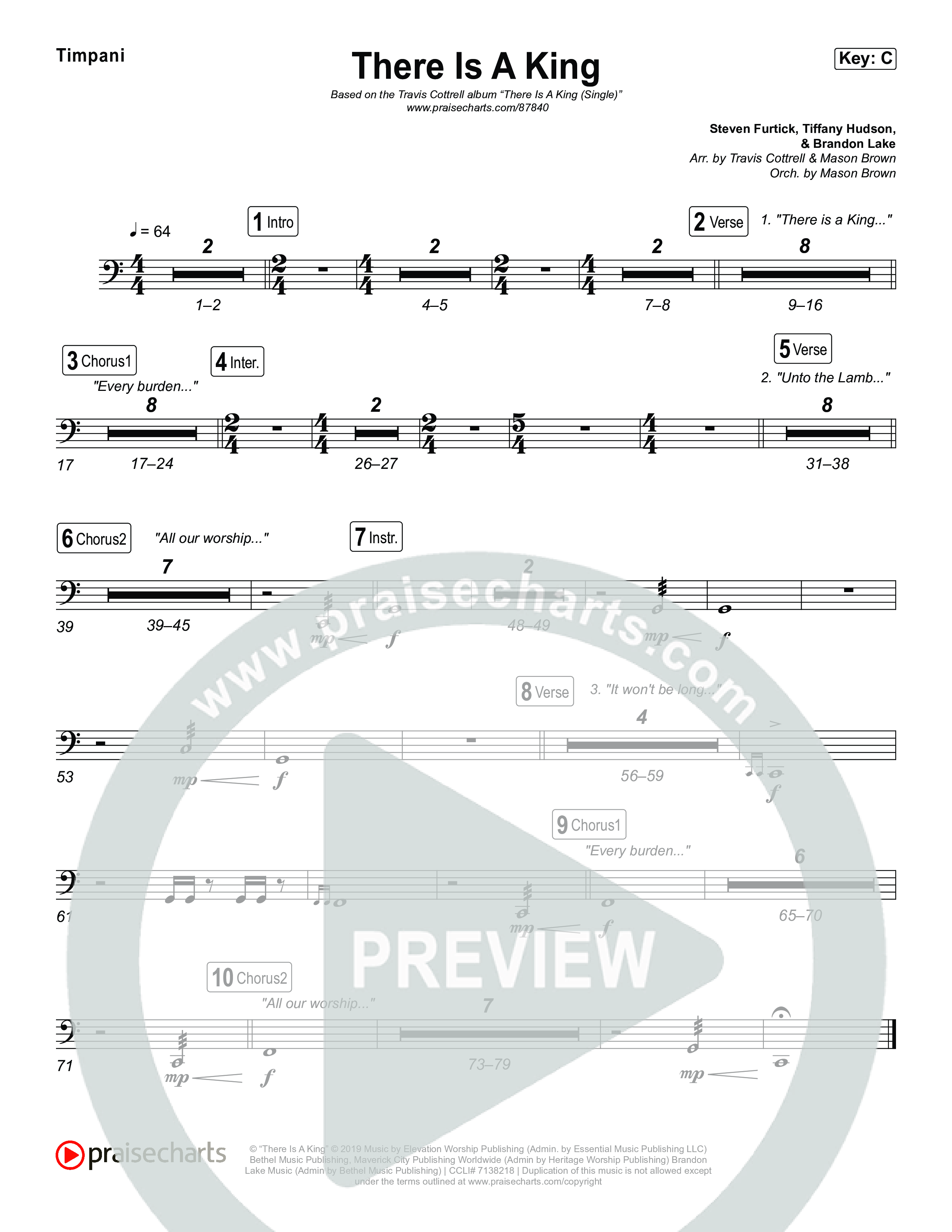 There Is A King (Choral/SATB) Timpani (Travis Cottrell / Arr. Mason Brown)
