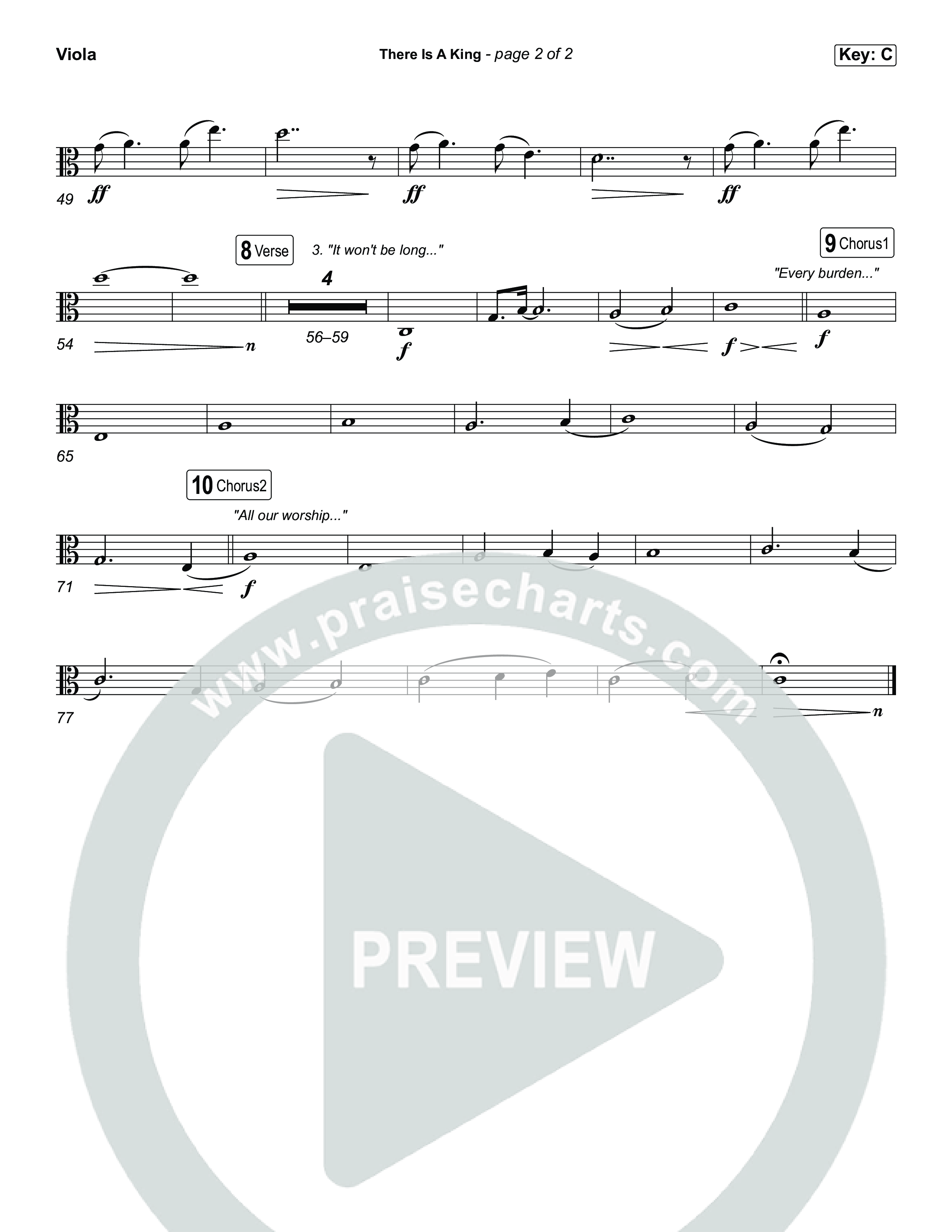 There Is A King (Choral/SATB) Viola (Travis Cottrell / Arr. Mason Brown)