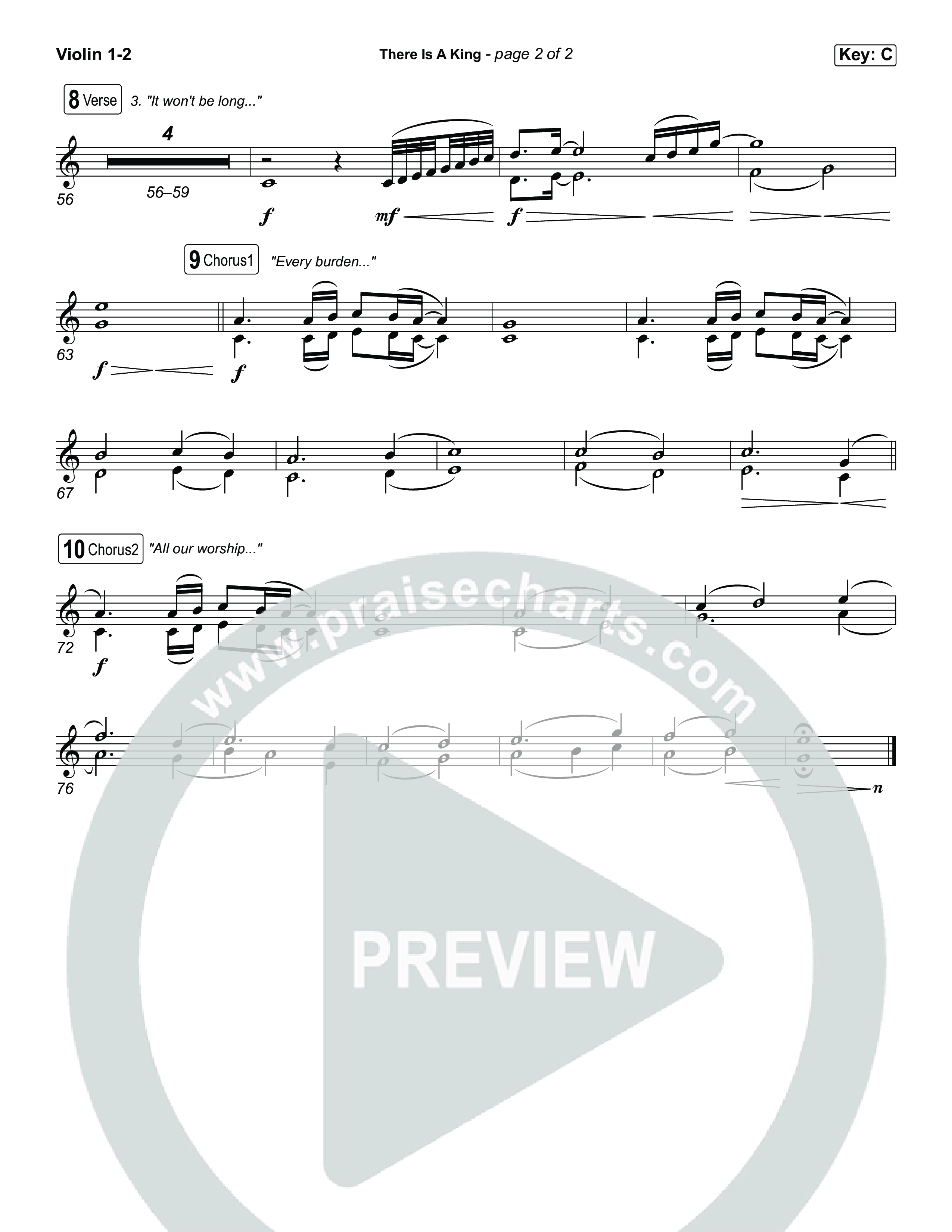 There Is A King (Choral/SATB) Violin 1,2 (Travis Cottrell / Arr. Mason Brown)