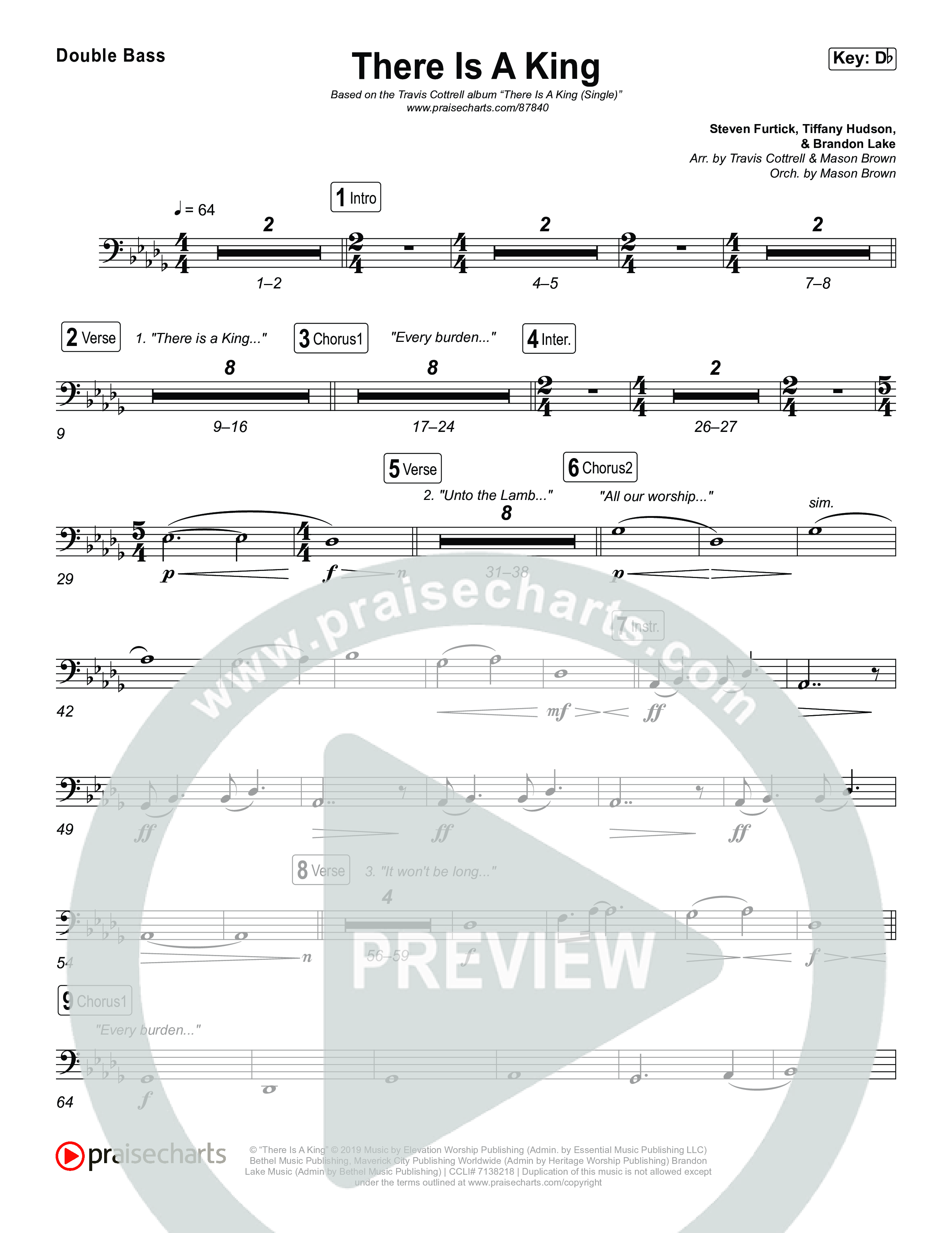 There Is A King (Choral/SATB) String Bass (Travis Cottrell / Arr. Mason Brown)