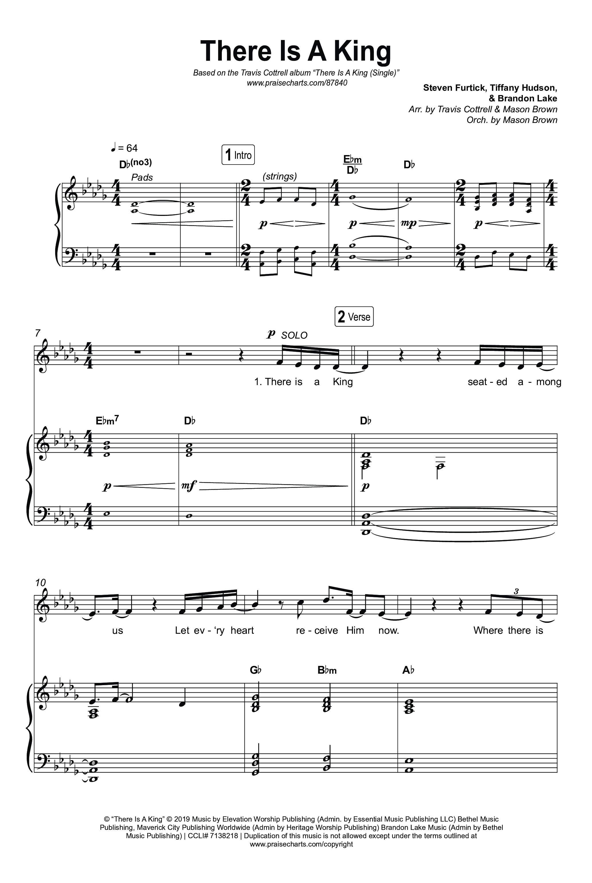 There Is A King (Choral/SATB) Octavo (SATB & Pno) (Travis Cottrell / Arr. Mason Brown)