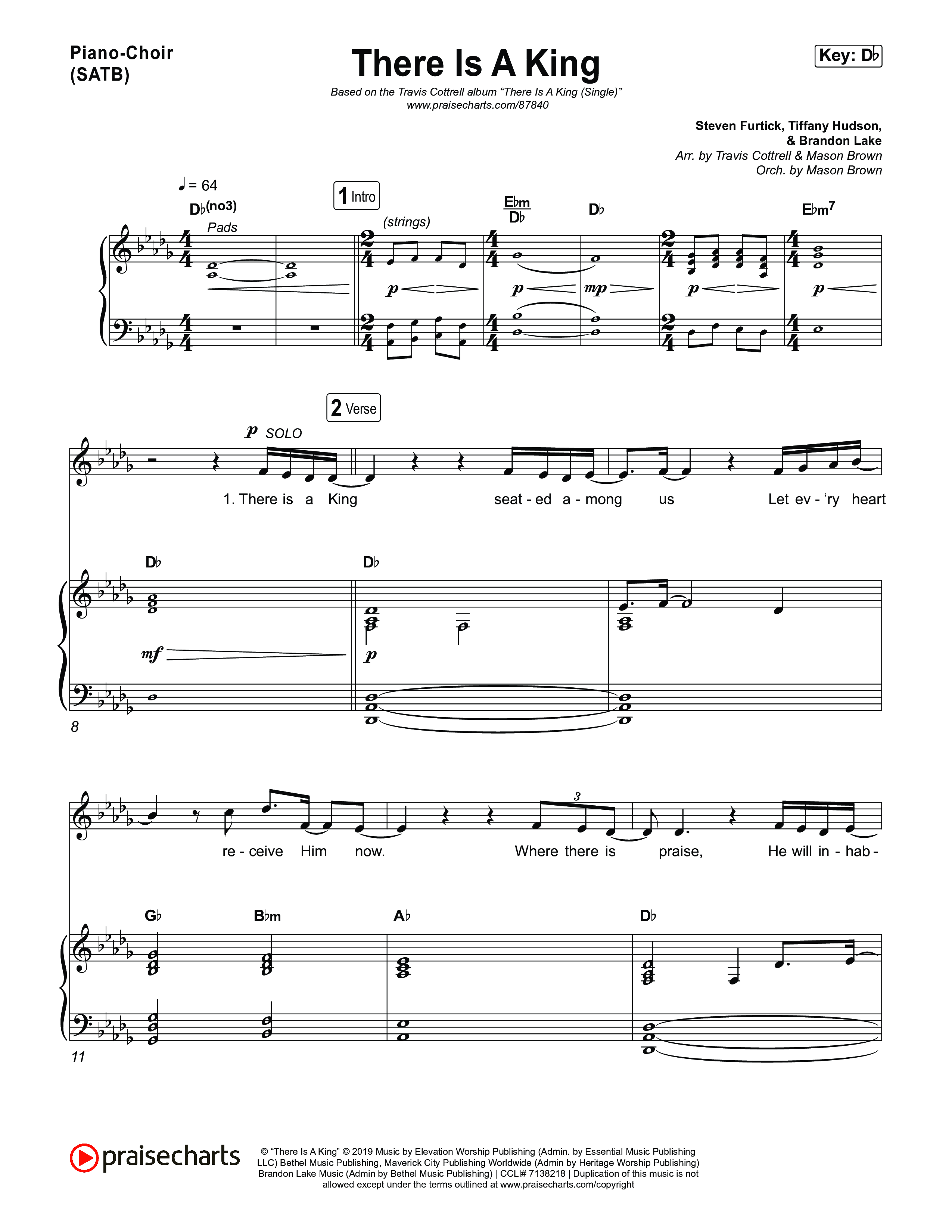 There Is A King (Choral/SATB) Piano/Vocal (SATB) (Travis Cottrell / Arr. Mason Brown)