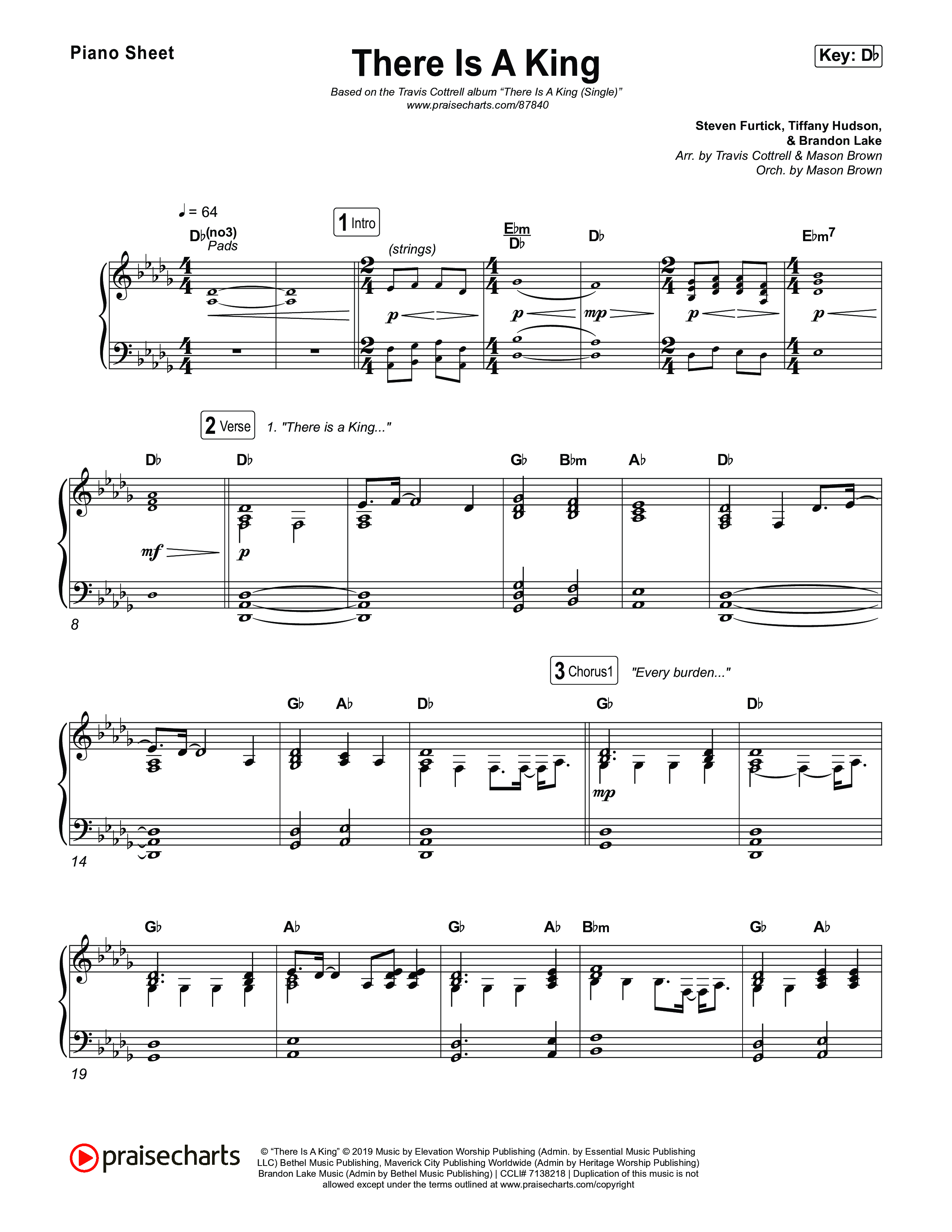 There Is A King (Choral/SATB) Piano Sheet (Travis Cottrell / Arr. Mason Brown)