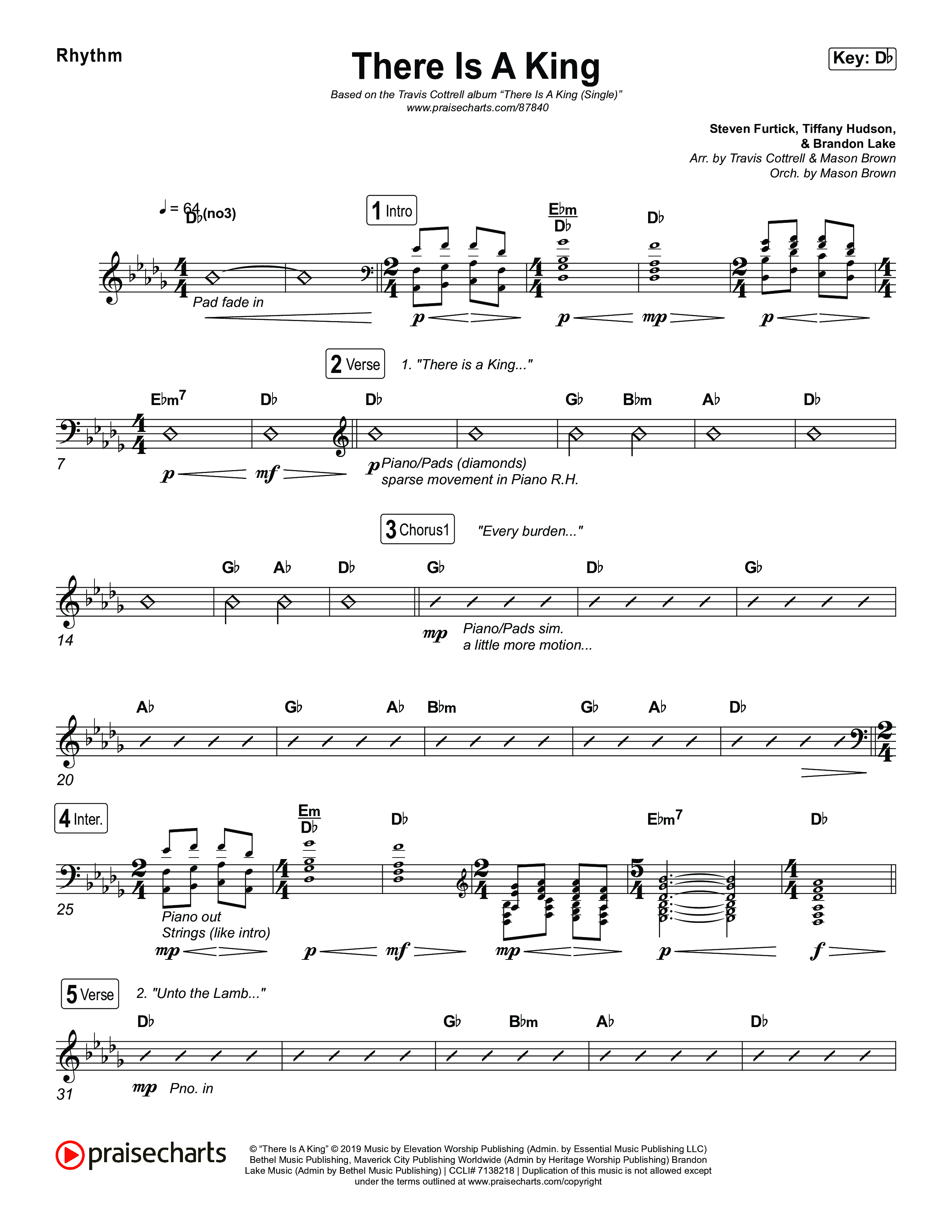 There Is A King (Choral/SATB) Rhythm Chart (Travis Cottrell / Arr. Mason Brown)