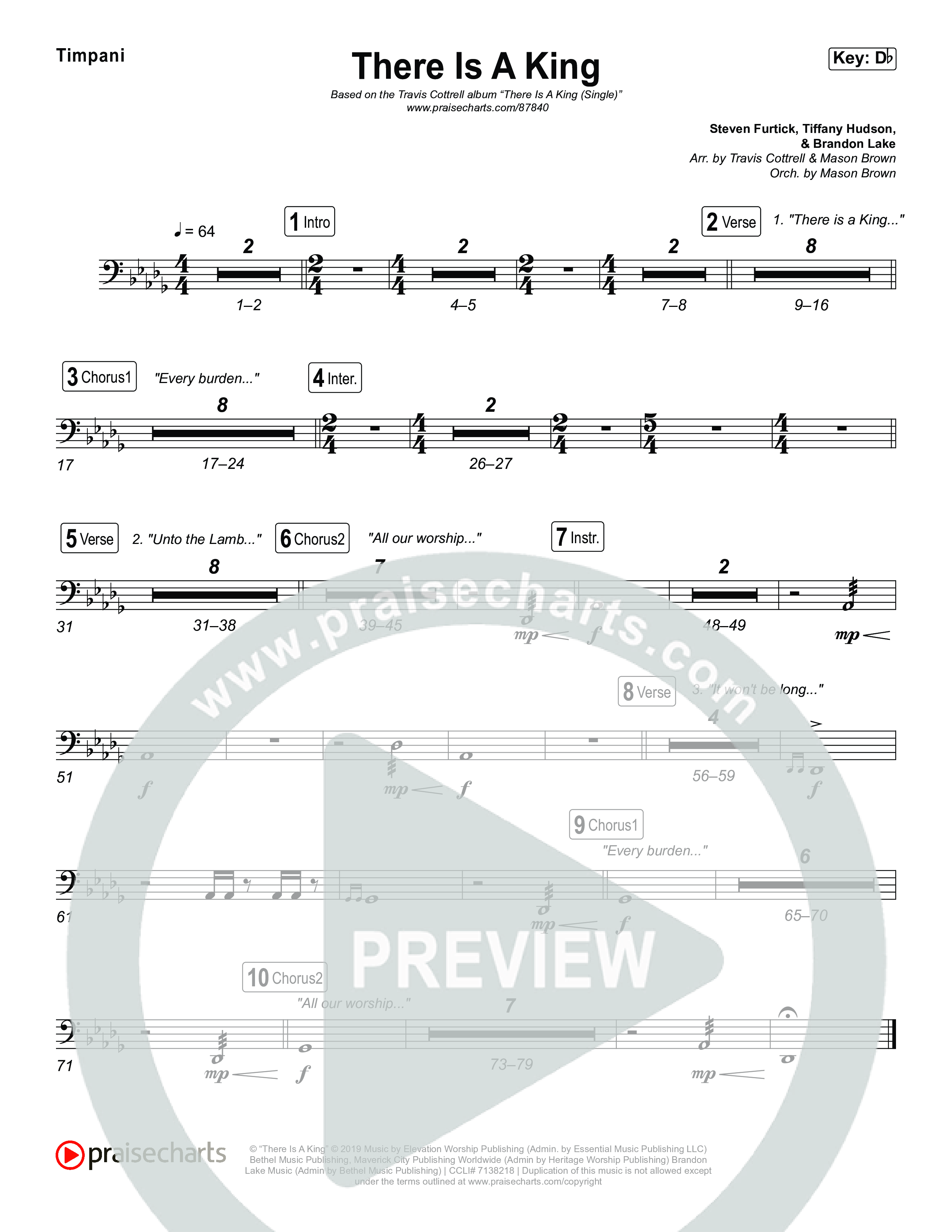 There Is A King (Choral/SATB) Timpani (Travis Cottrell / Arr. Mason Brown)