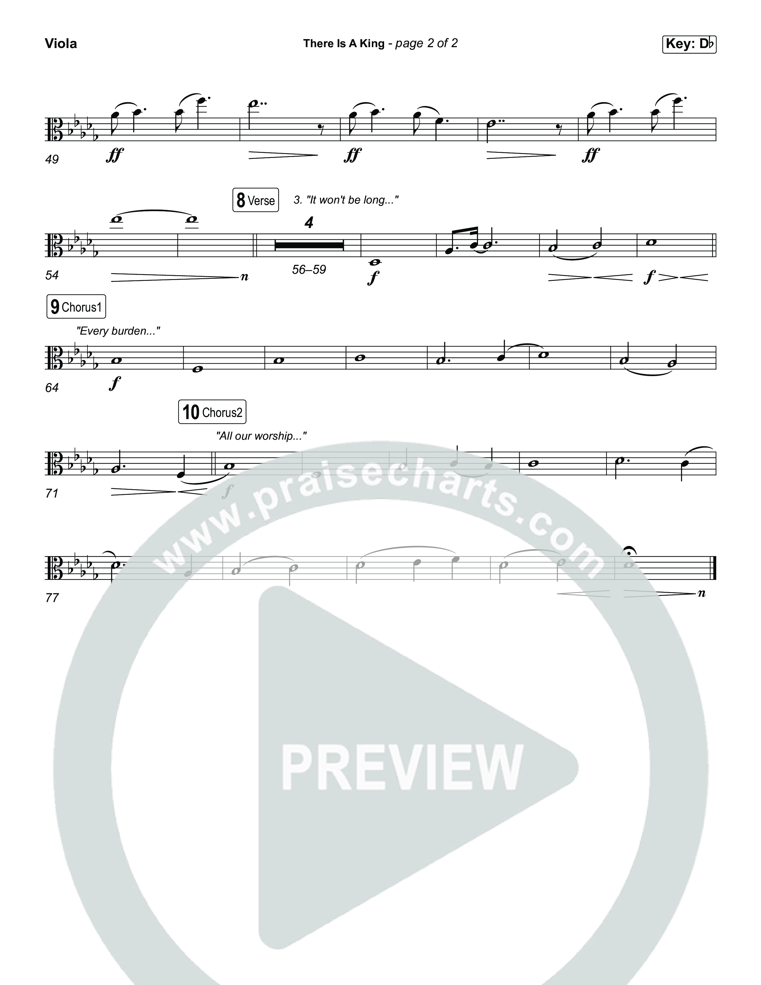There Is A King (Choral/SATB) Viola (Travis Cottrell / Arr. Mason Brown)