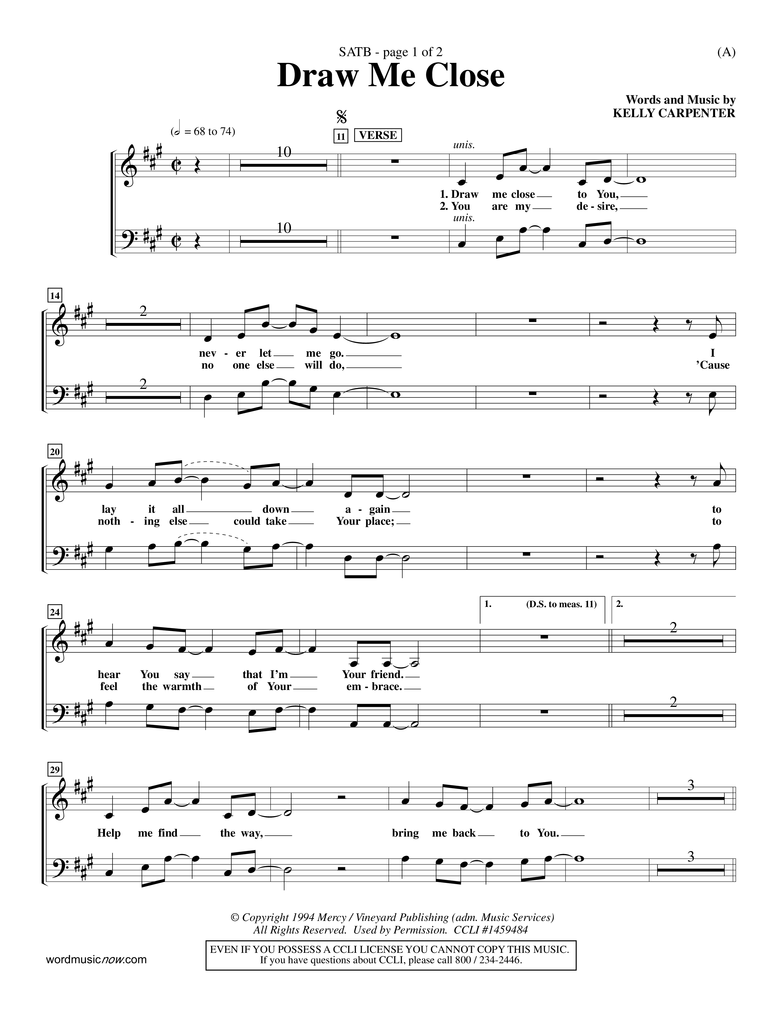 Draw Me Close (Choral Anthem SATB) Choir Sheet (SATB) (Word Music Choral / Orch. Michael Lawrence)