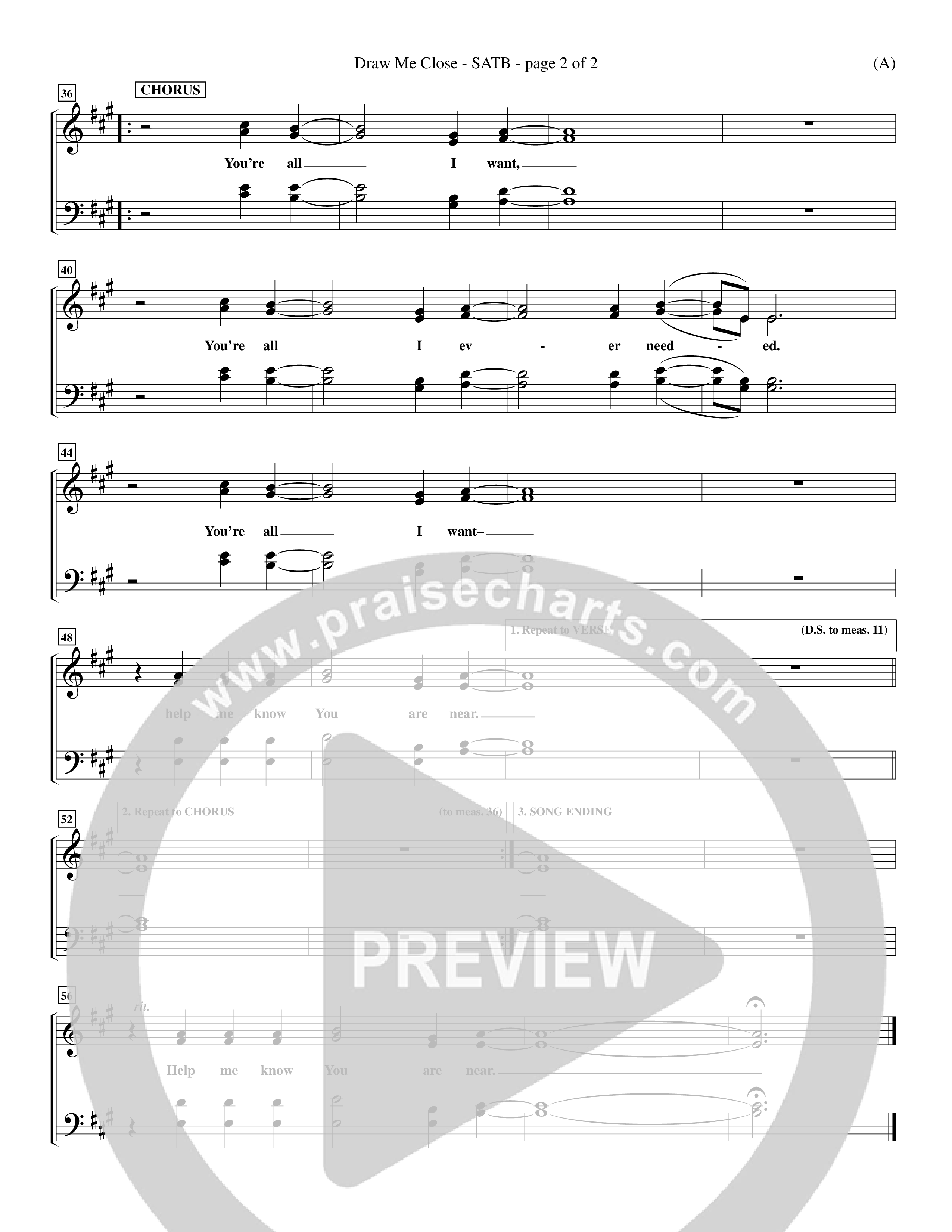 Draw Me Close (Choral Anthem SATB) Choir Sheet (SATB) (Word Music Choral / Orch. Michael Lawrence)
