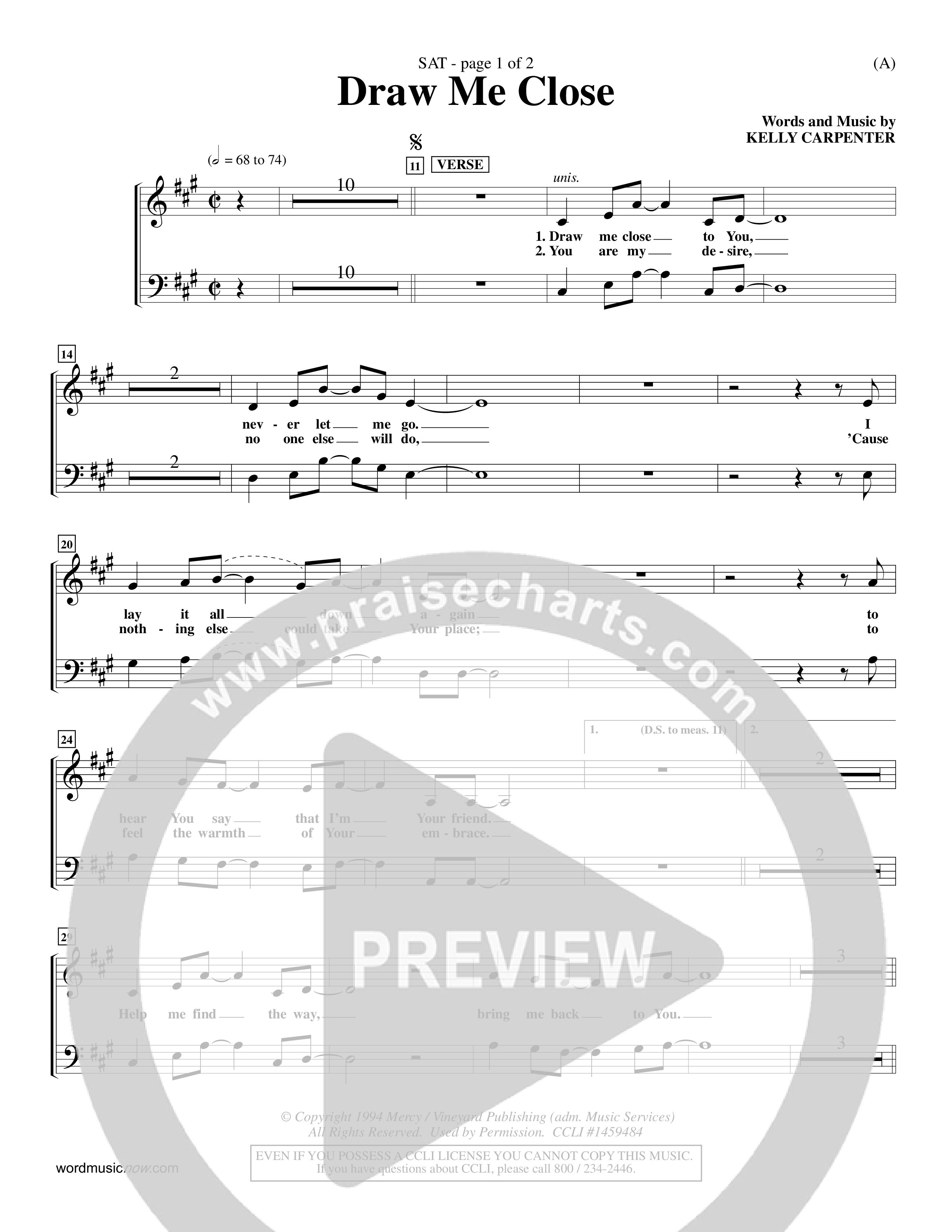 Draw Me Close (Choral Anthem SATB) Choir Sheet (SATB) (Word Music Choral / Orch. Michael Lawrence)