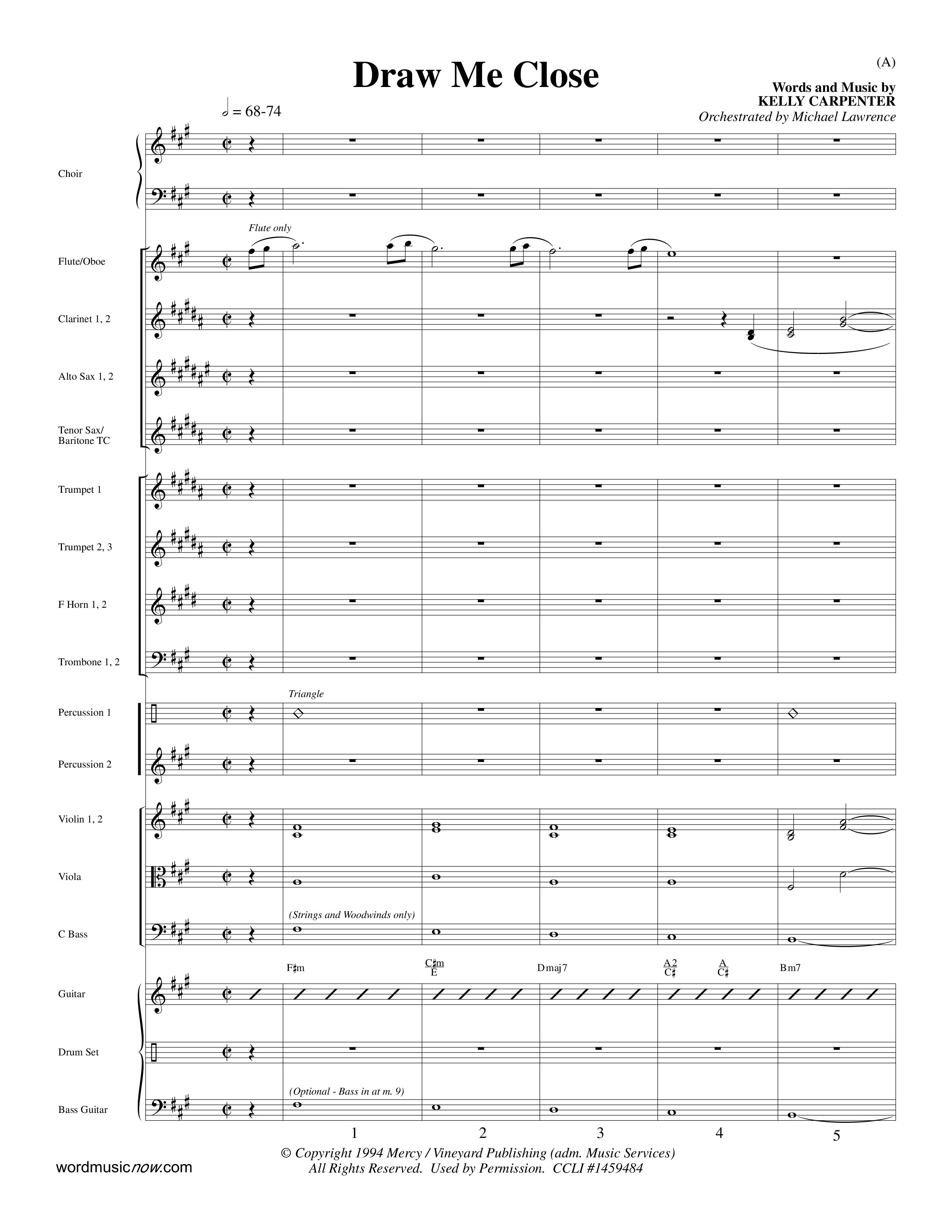 Draw Me Close (Choral Anthem SATB) Orchestration (Word Music Choral / Orch. Michael Lawrence)