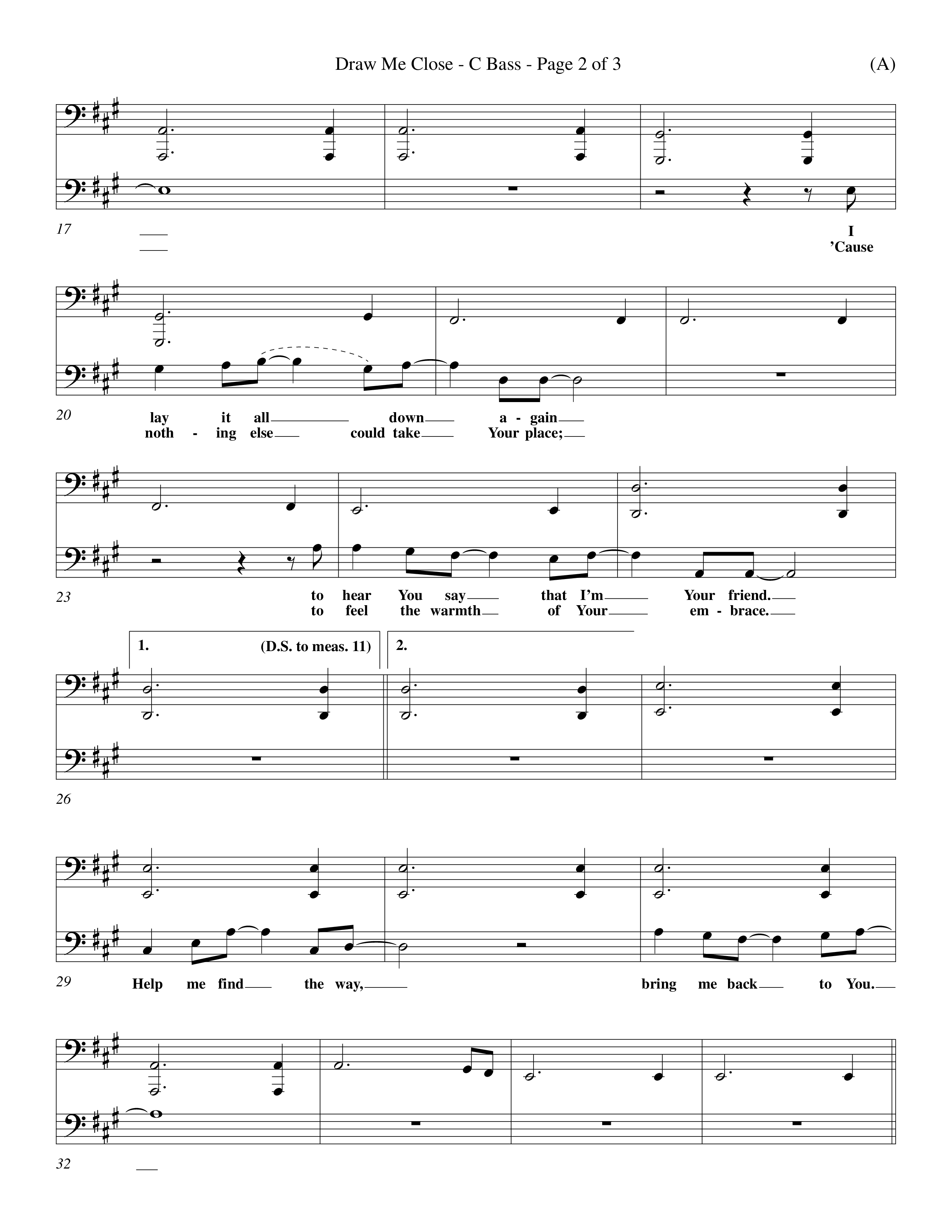 Draw Me Close (Choral Anthem SATB) Contrabass (Word Music Choral / Orch. Michael Lawrence)