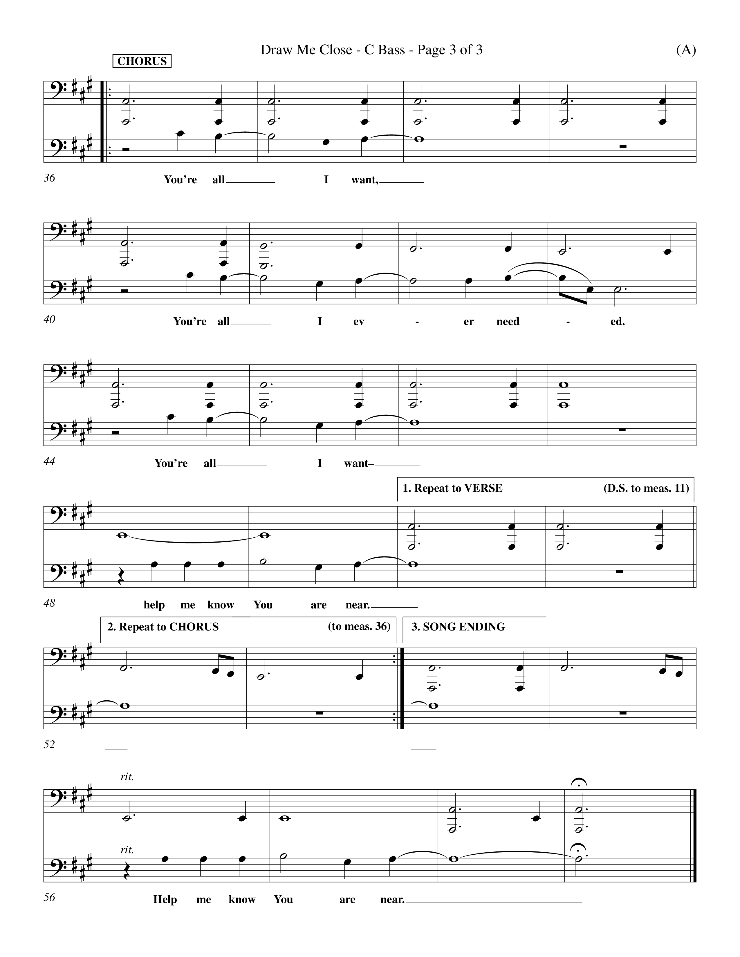 Draw Me Close (Choral Anthem SATB) Contrabass (Word Music Choral / Orch. Michael Lawrence)