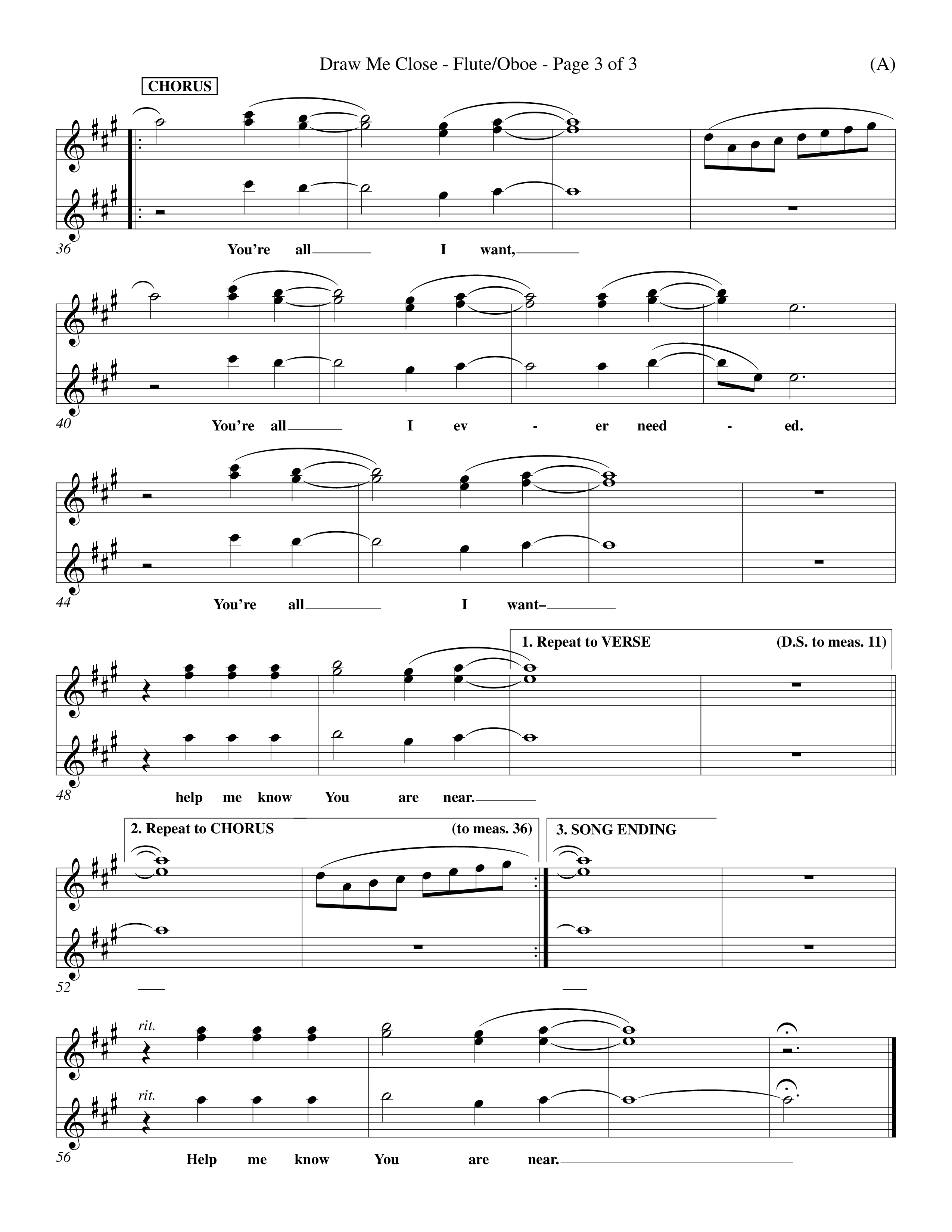 Draw Me Close (Choral Anthem SATB) Flute/Oboe (Word Music Choral / Orch. Michael Lawrence)