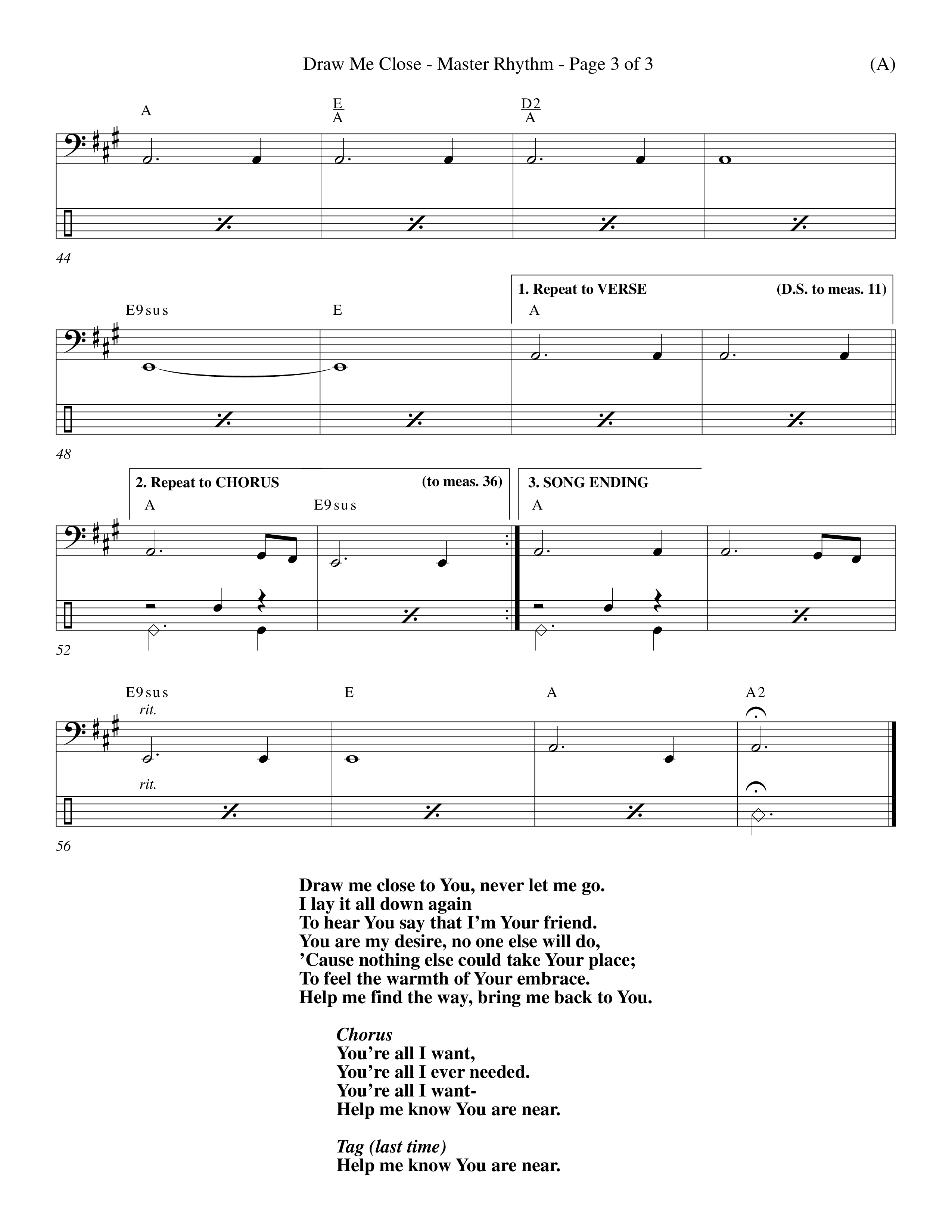 Draw Me Close (Choral Anthem SATB) Rhythm Chart (Word Music Choral / Orch. Michael Lawrence)