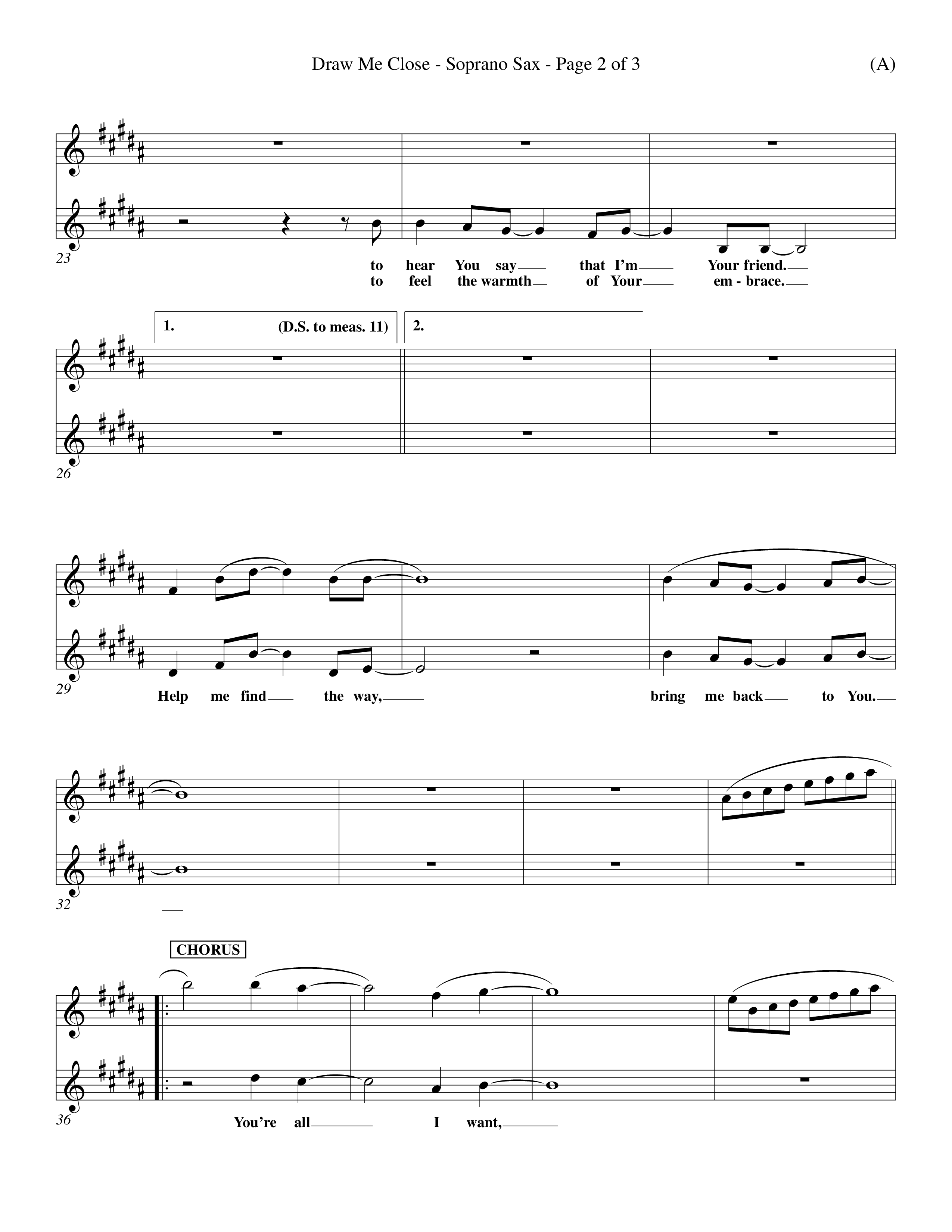 Draw Me Close (Choral Anthem SATB) Saxophone (Word Music Choral / Orch. Michael Lawrence)