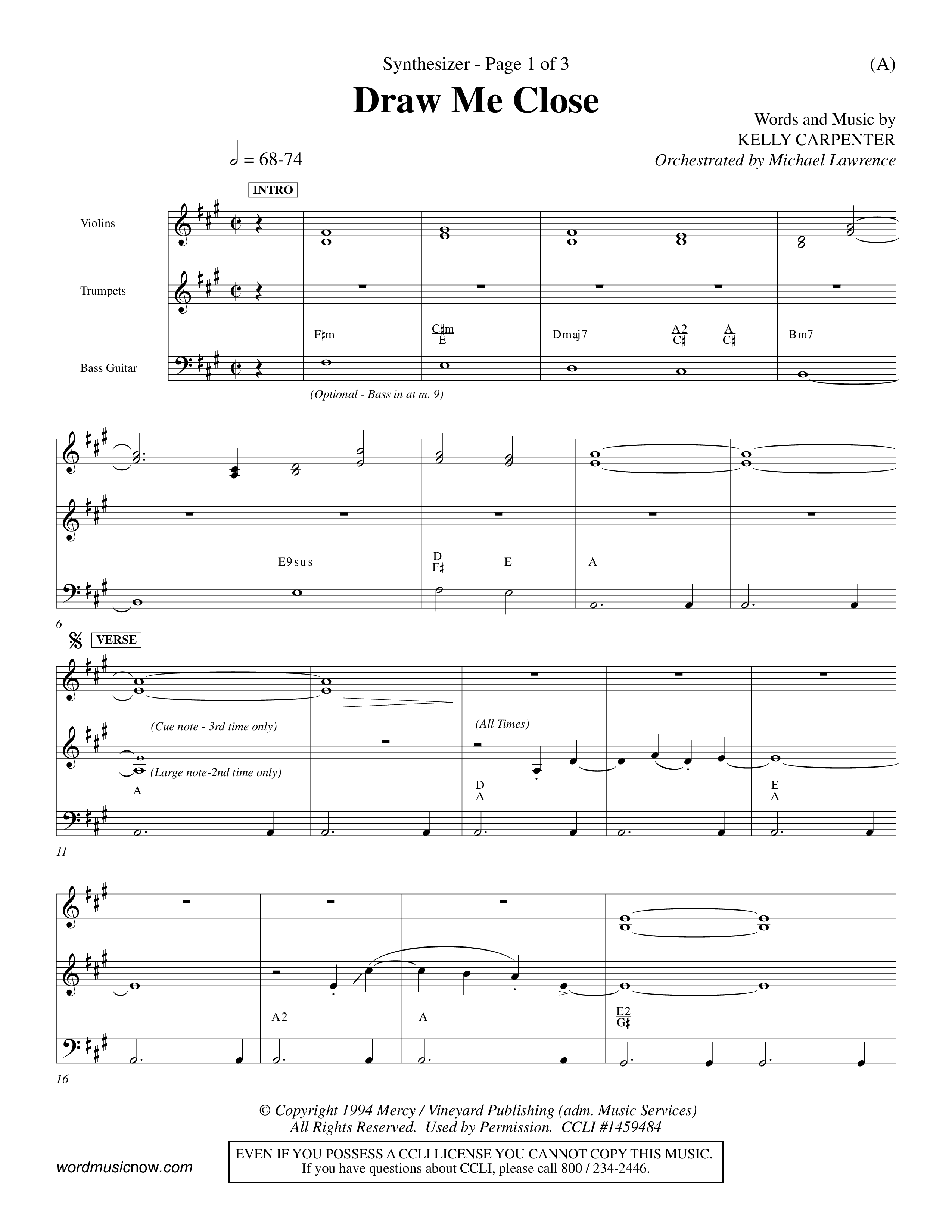 Draw Me Close (Choral Anthem SATB) Synth (Word Music Choral / Orch. Michael Lawrence)