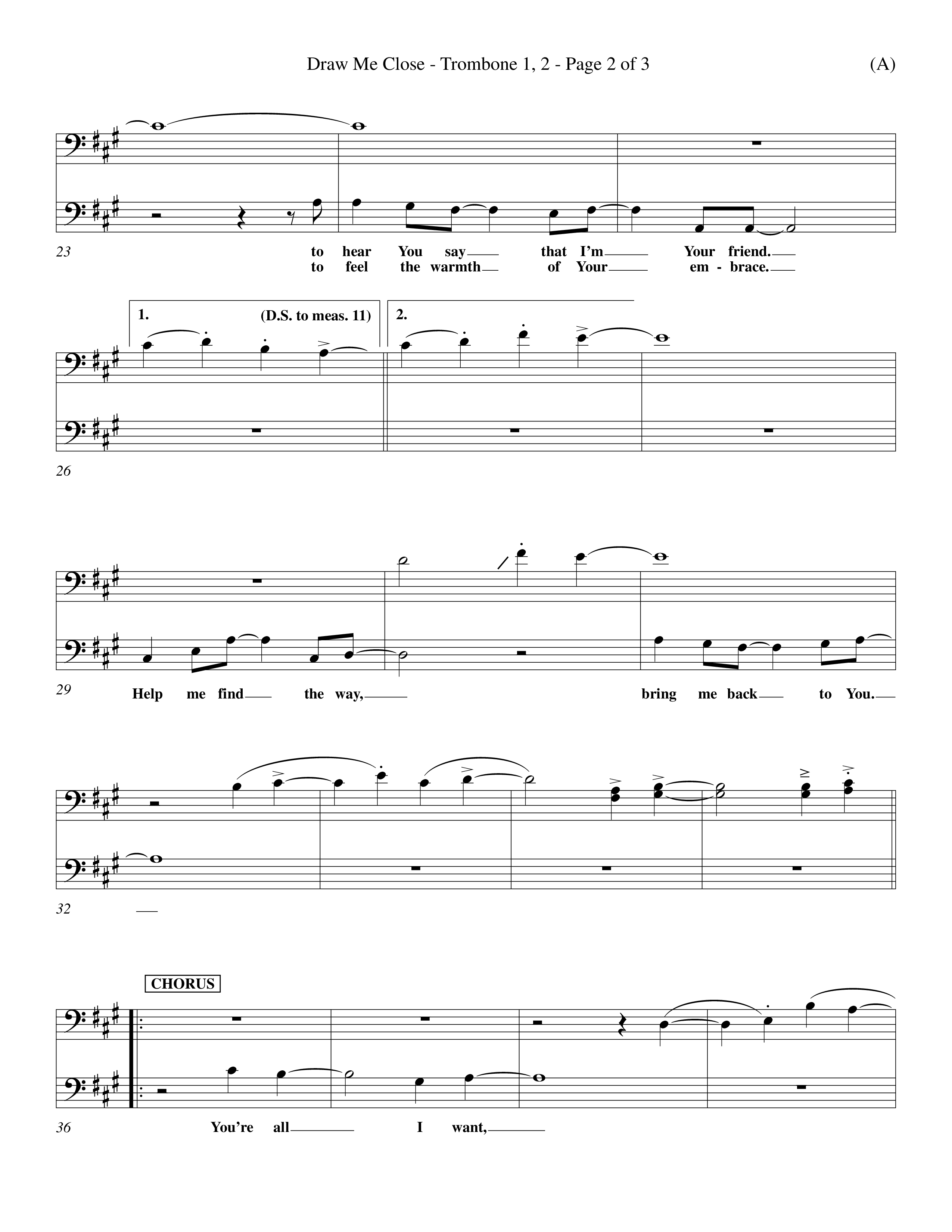 Draw Me Close (Choral Anthem SATB) Trombone 1/2 (Word Music Choral / Orch. Michael Lawrence)