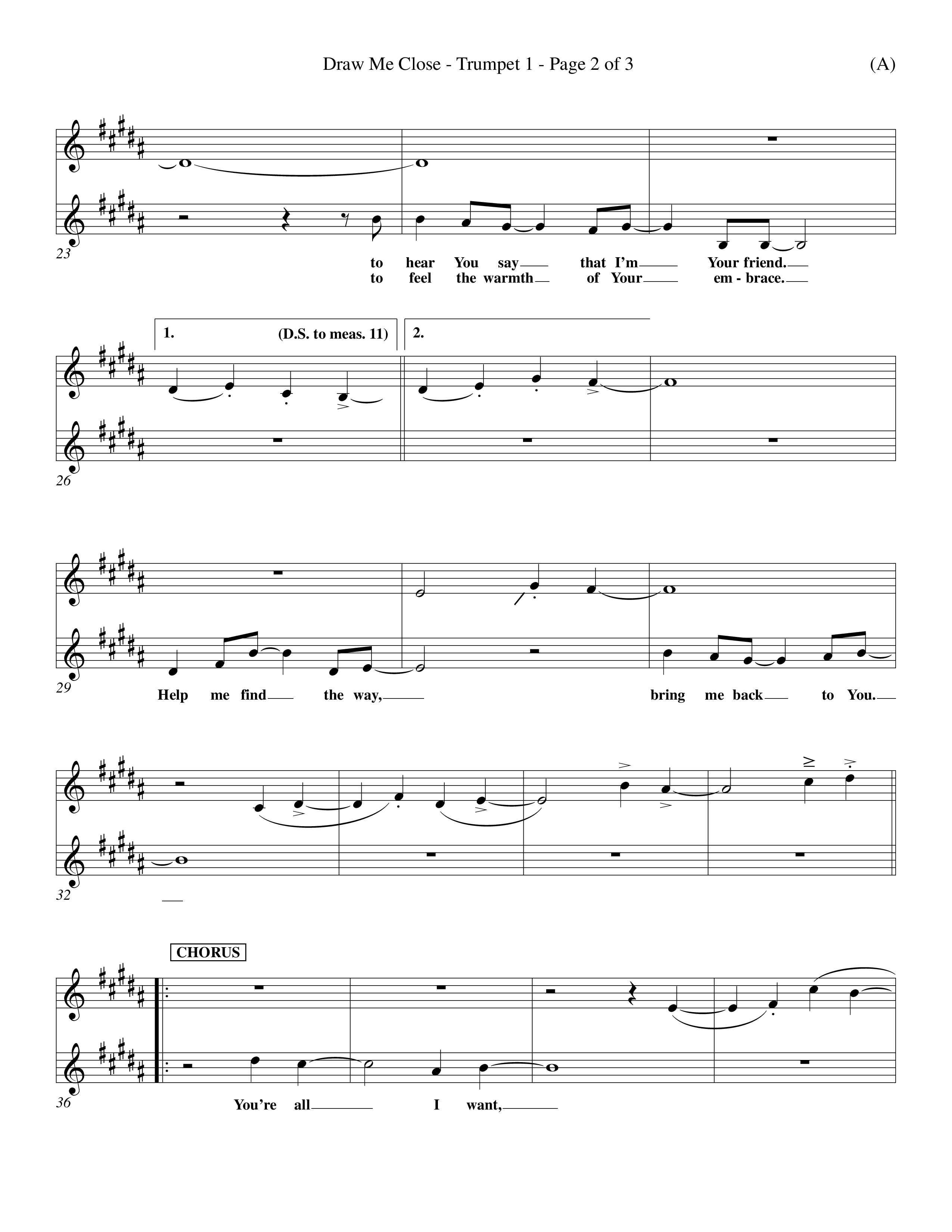 Draw Me Close (Choral Anthem SATB) Trumpet 1 (Word Music Choral / Orch. Michael Lawrence)
