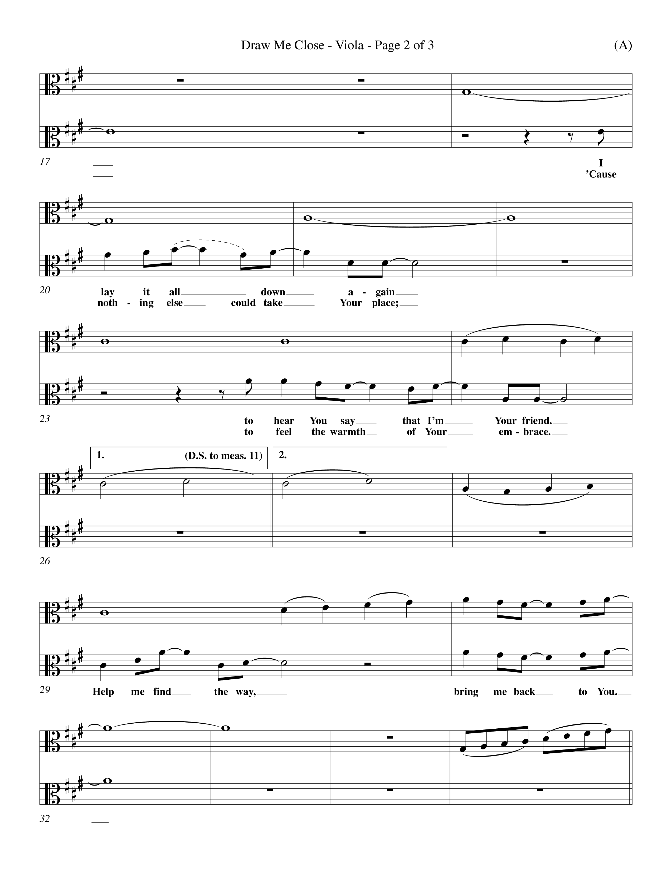 Draw Me Close (Choral Anthem SATB) Viola (Word Music Choral / Orch. Michael Lawrence)