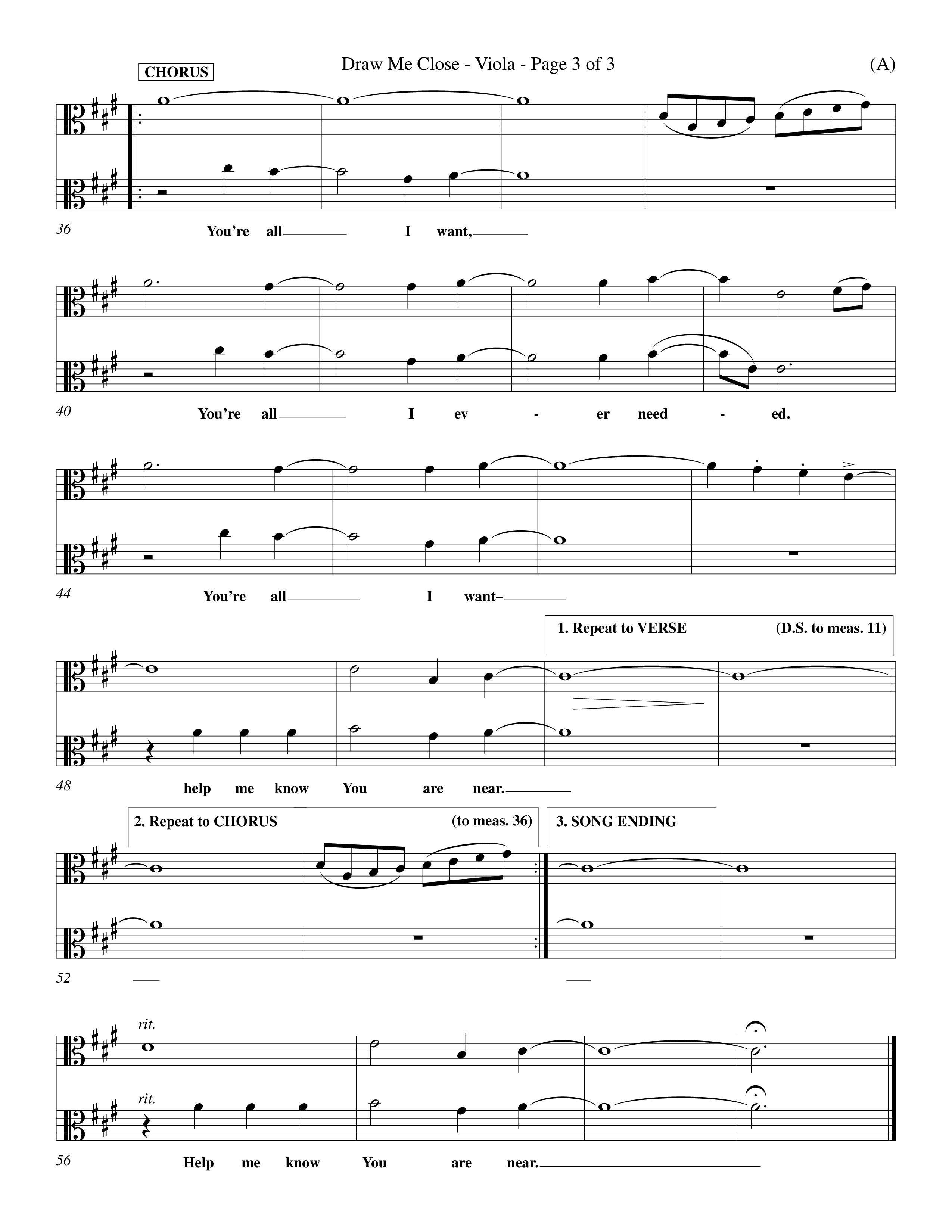 Draw Me Close (Choral Anthem SATB) Viola (Word Music Choral / Orch. Michael Lawrence)