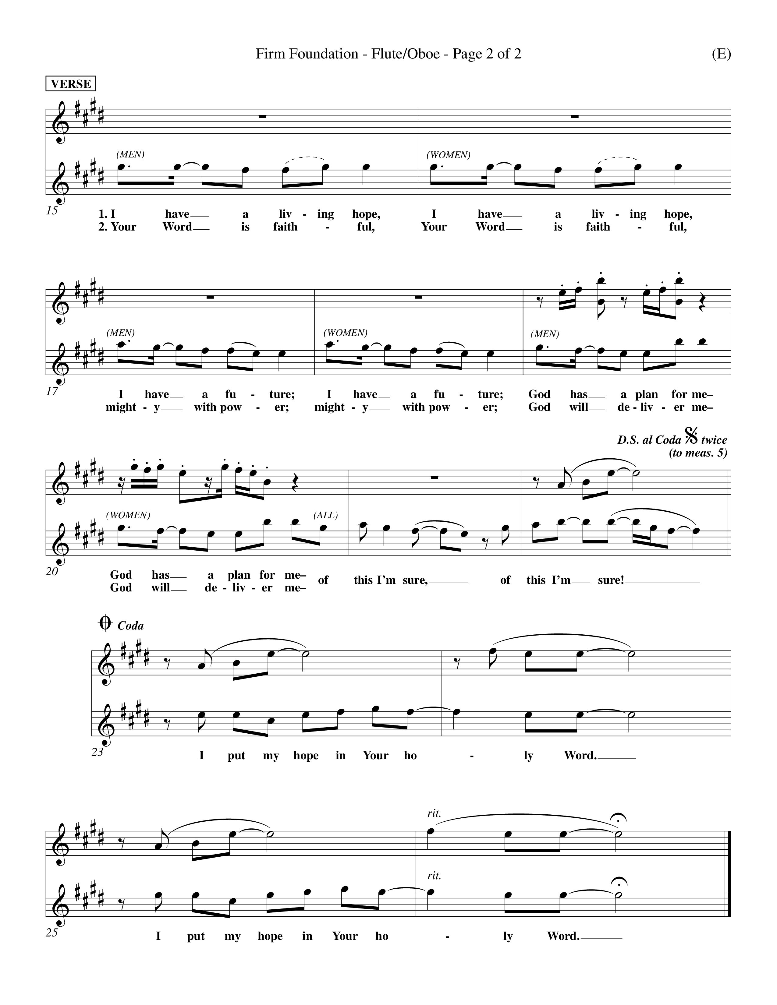 Firm Foundation (Choral Anthem SATB) Flute/Oboe (Word Music Choral / Orch. Kenn Hughes)
