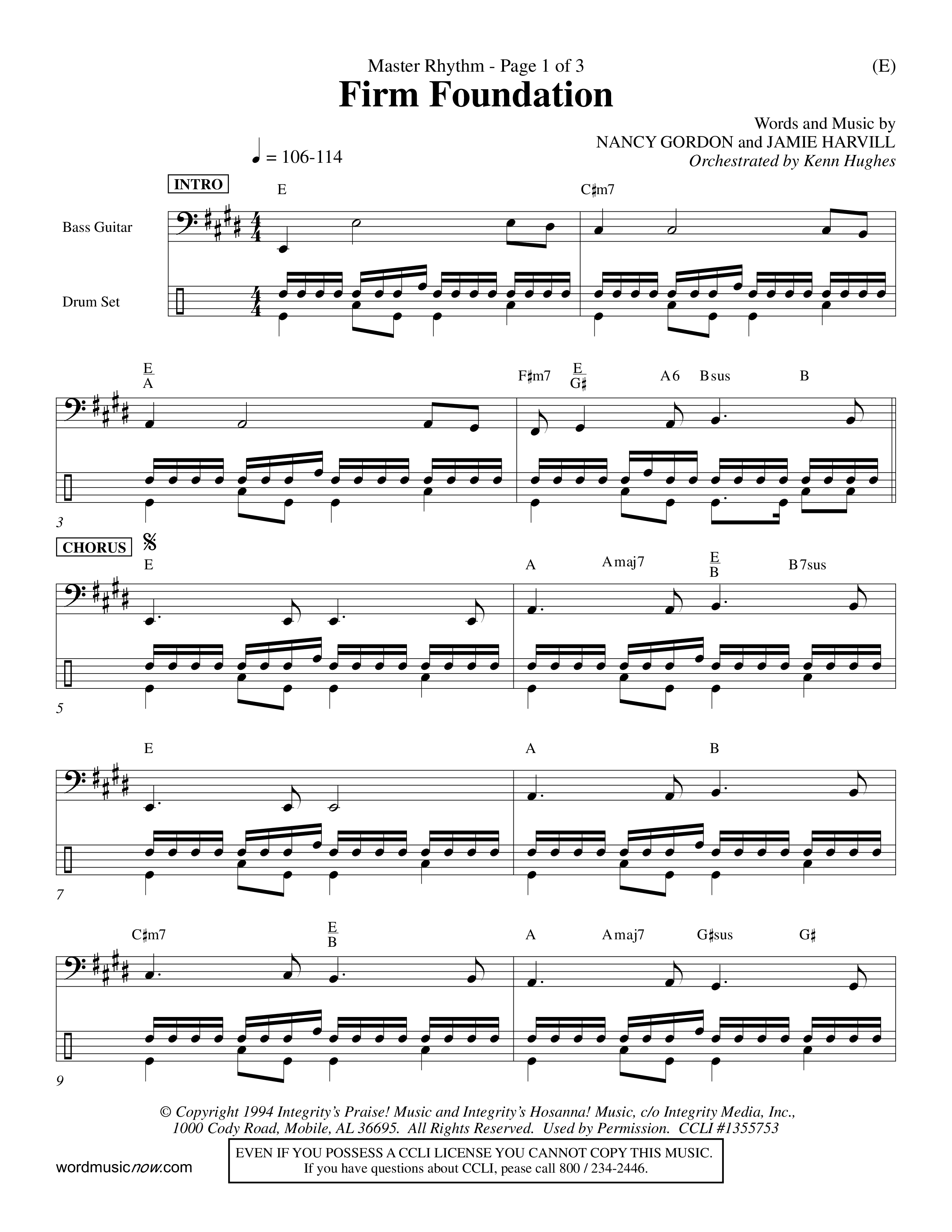 Firm Foundation (Choral Anthem SATB) Rhythm Chart (Word Music Choral / Orch. Kenn Hughes)
