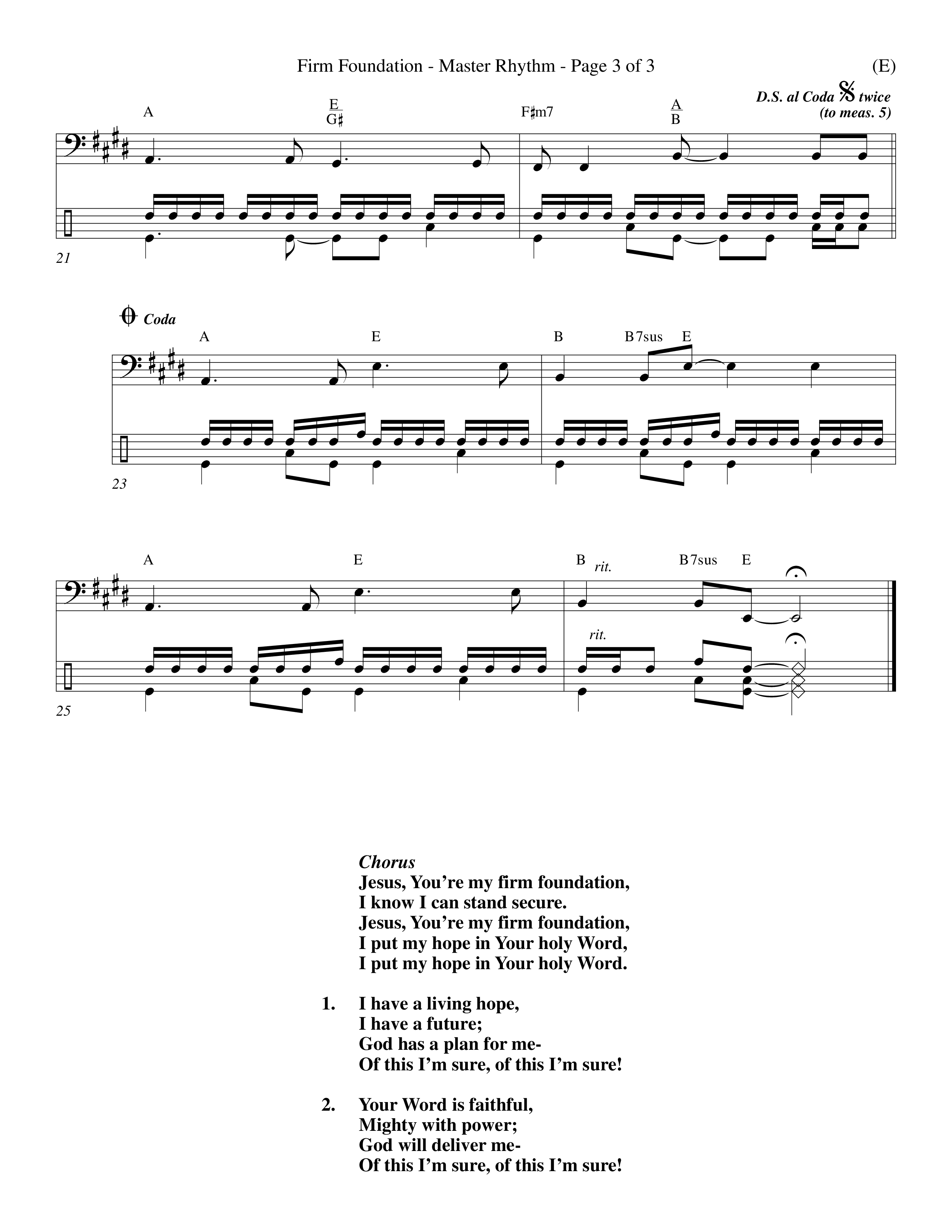 Firm Foundation (Choral Anthem SATB) Rhythm Chart (Word Music Choral / Orch. Kenn Hughes)