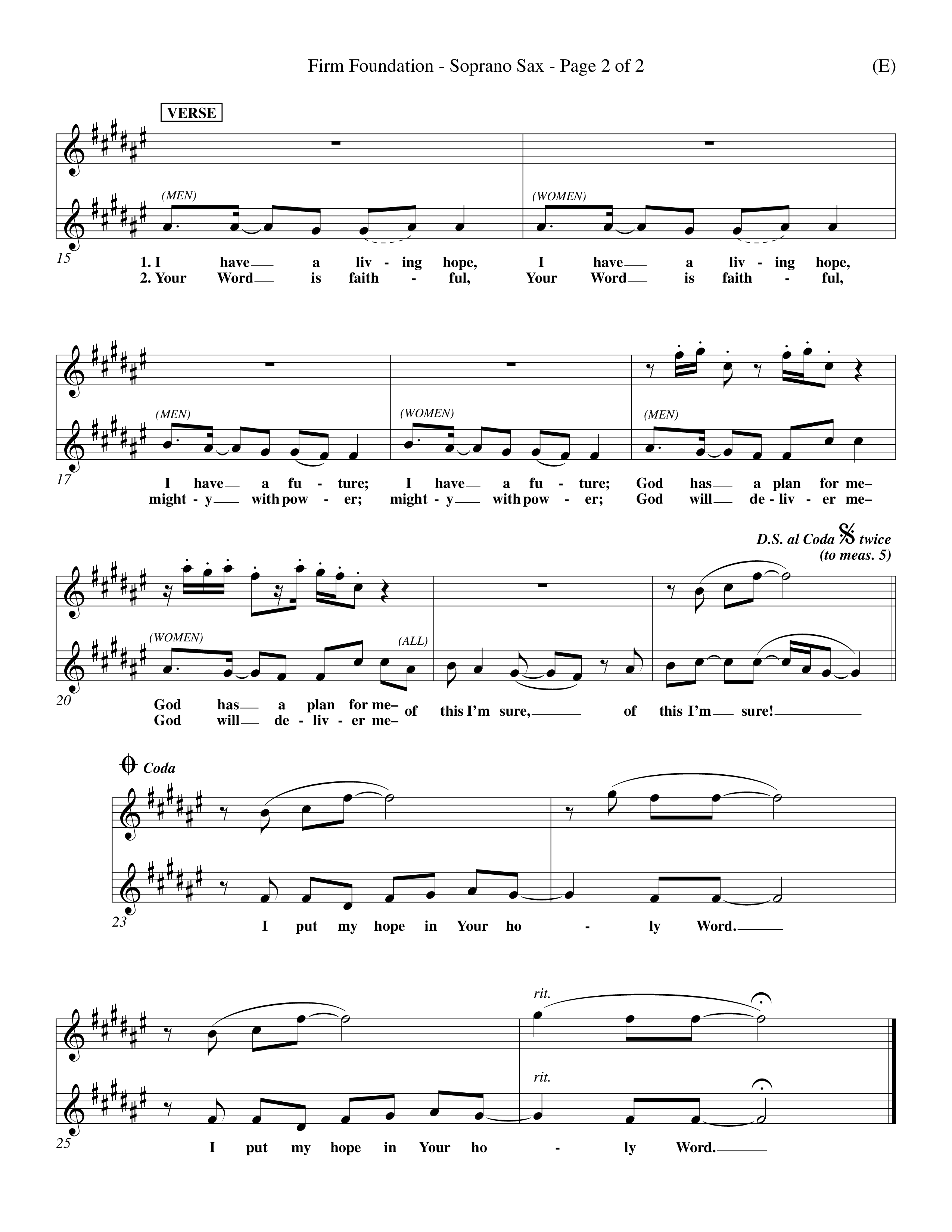 Firm Foundation (Choral Anthem SATB) Saxophone (Word Music Choral / Orch. Kenn Hughes)