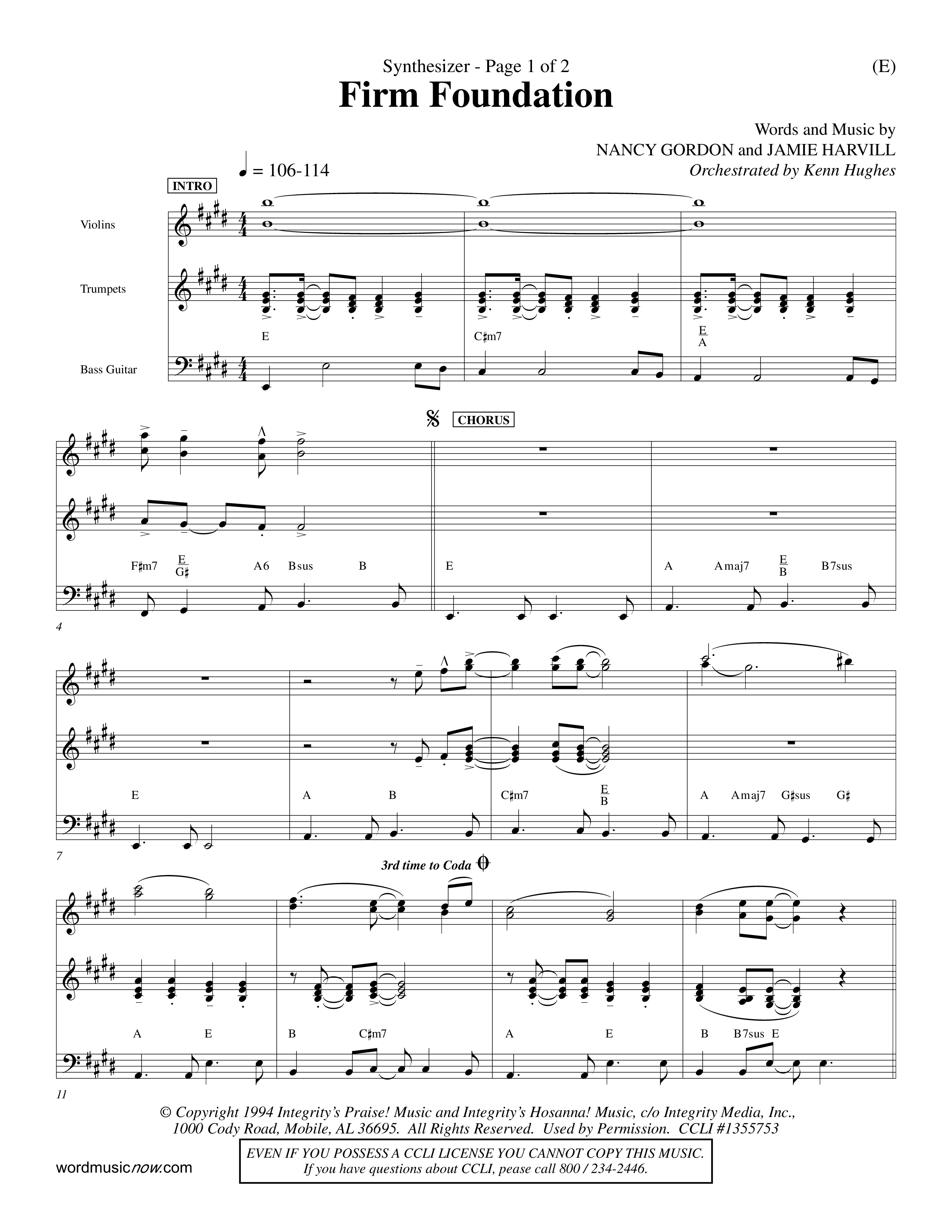 Firm Foundation (Choral Anthem SATB) Synth (Word Music Choral / Orch. Kenn Hughes)