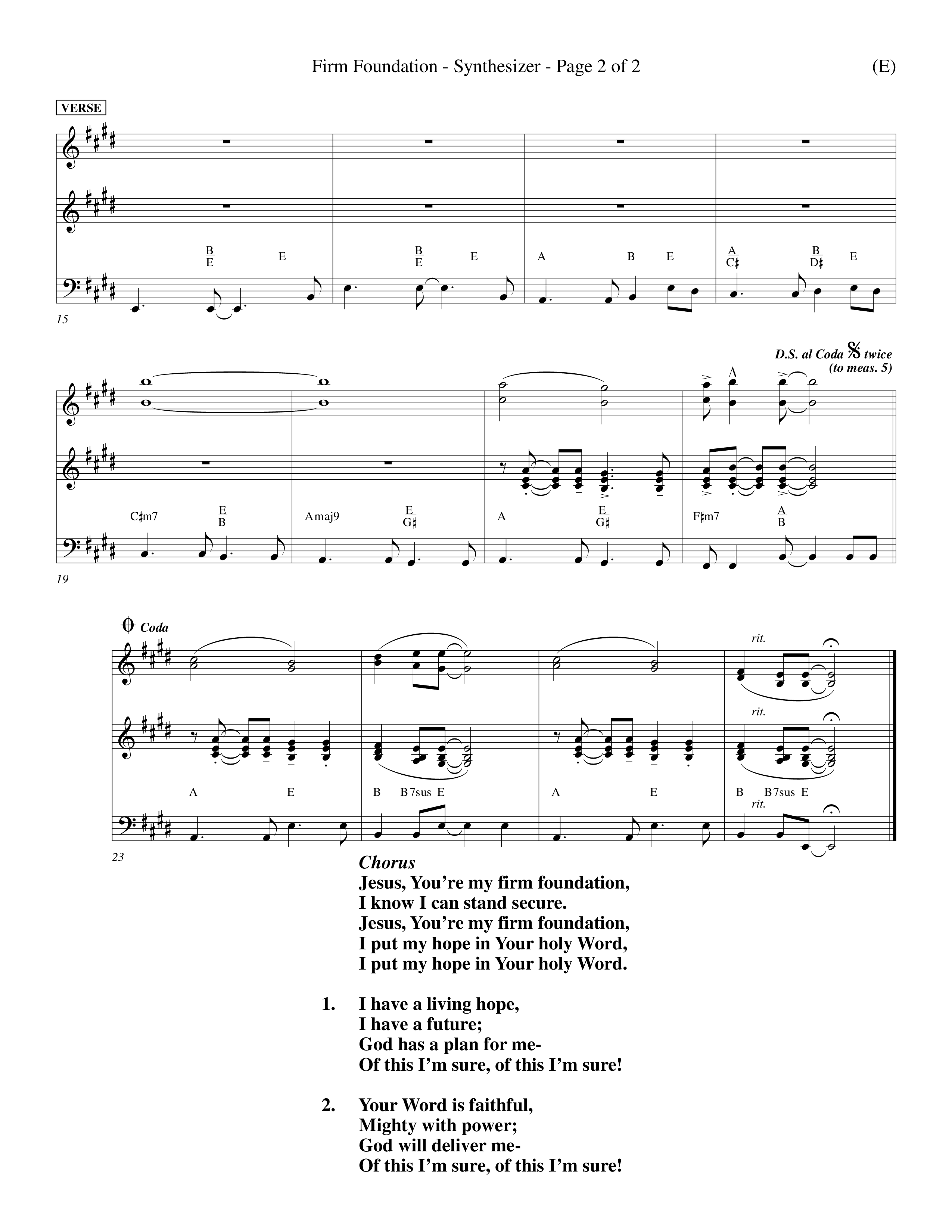 Firm Foundation (Choral Anthem SATB) Synth (Word Music Choral / Orch. Kenn Hughes)