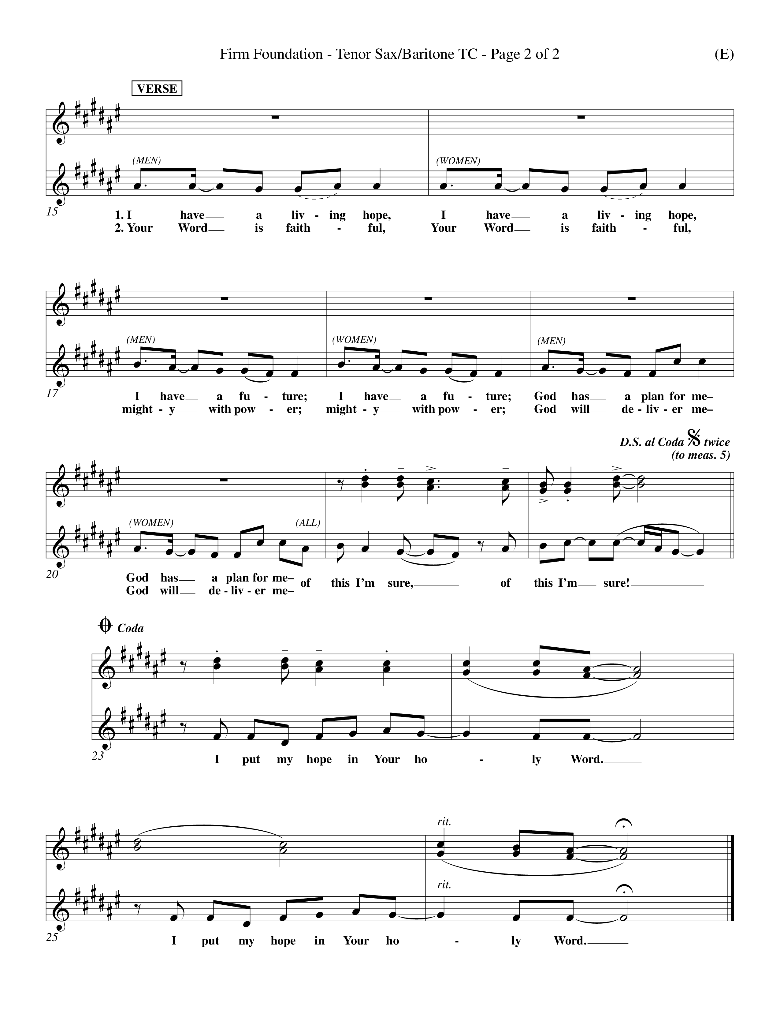 Firm Foundation (Choral Anthem SATB) Tenor Sax/Baritone T.C. (Word Music Choral / Orch. Kenn Hughes)