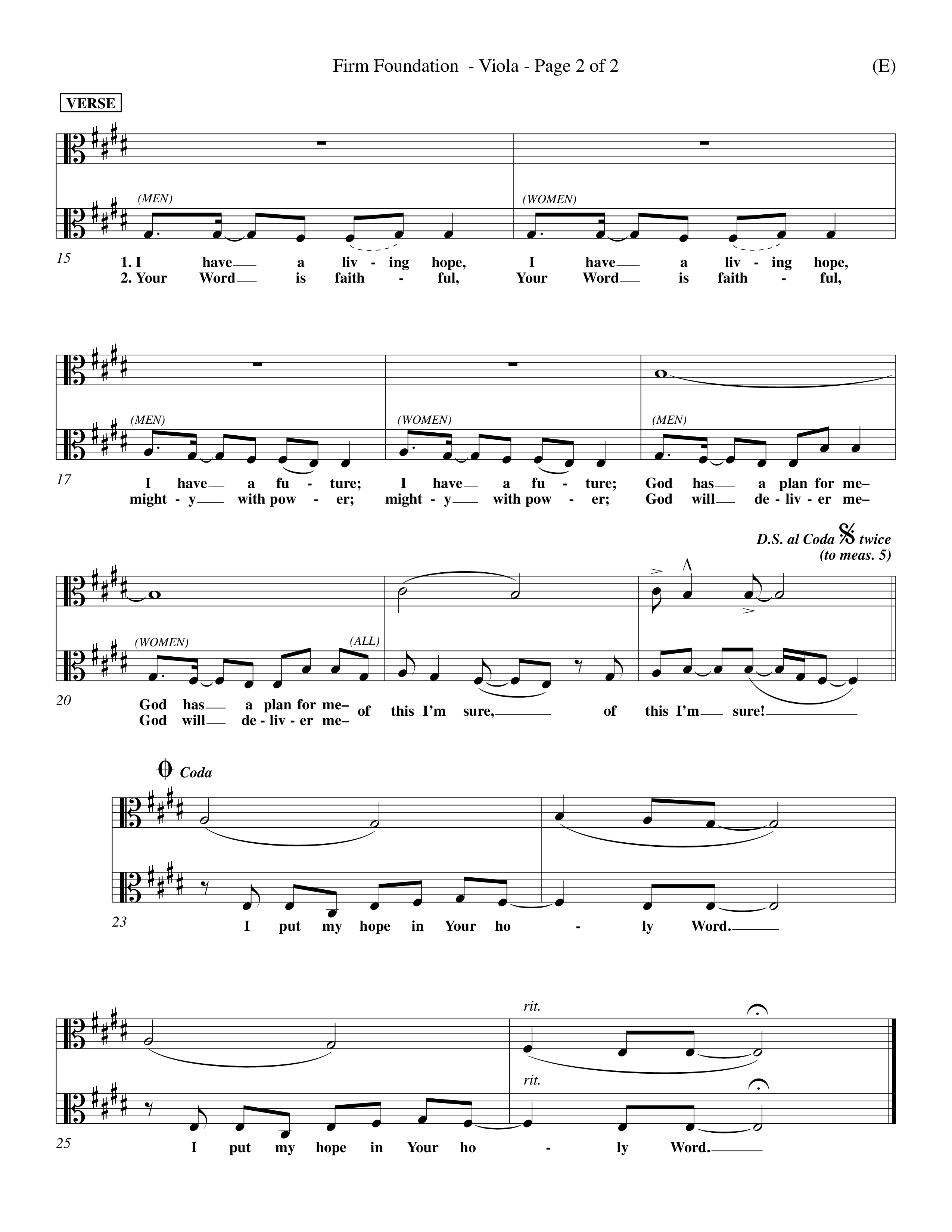 Firm Foundation (Choral Anthem SATB) Viola (Word Music Choral / Orch. Kenn Hughes)