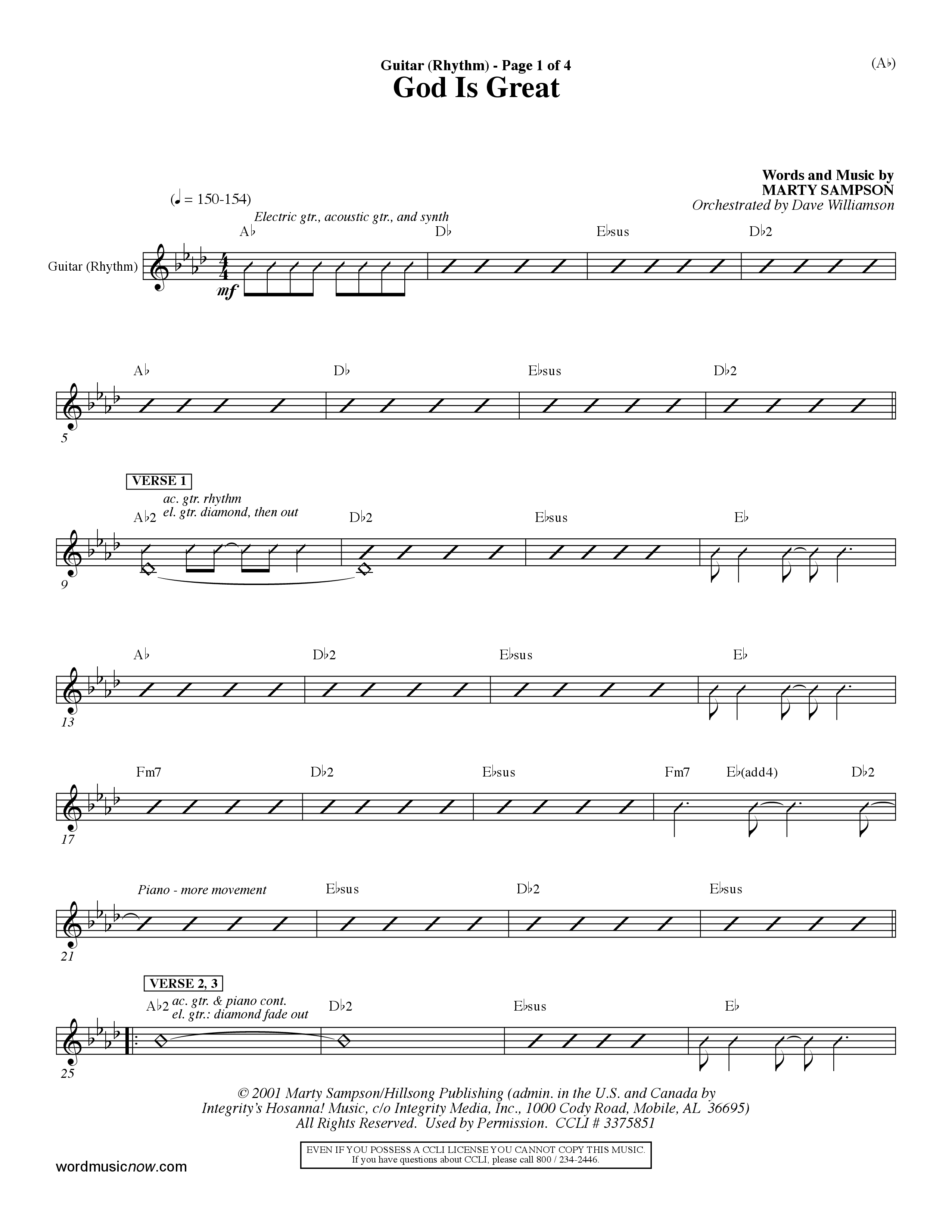 God Is Great (Choral Anthem SATB) Acoustic Guitar (Word Music Choral / Orch. Dave Williamson)