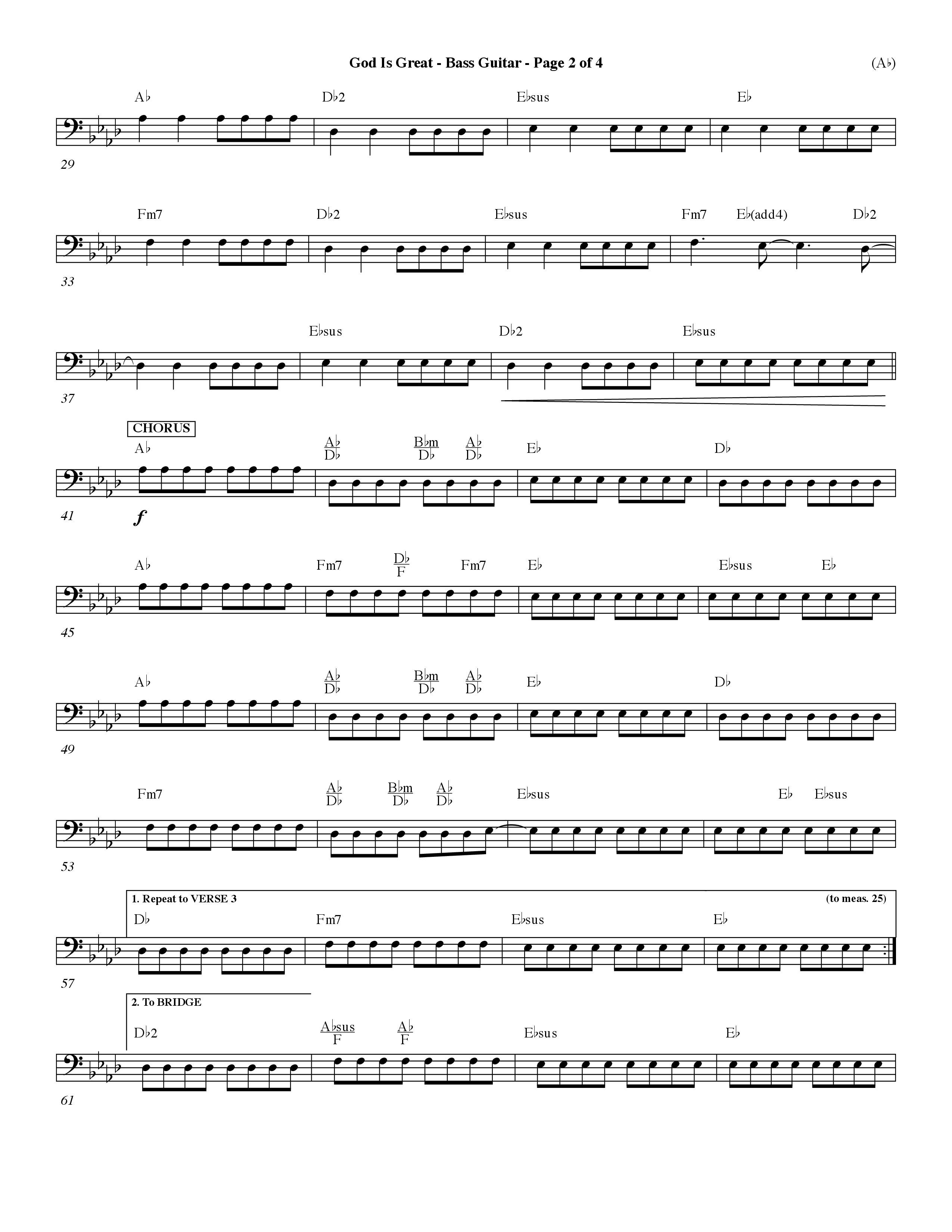 God Is Great (Choral Anthem SATB) Bass Guitar (Word Music Choral / Orch. Dave Williamson)