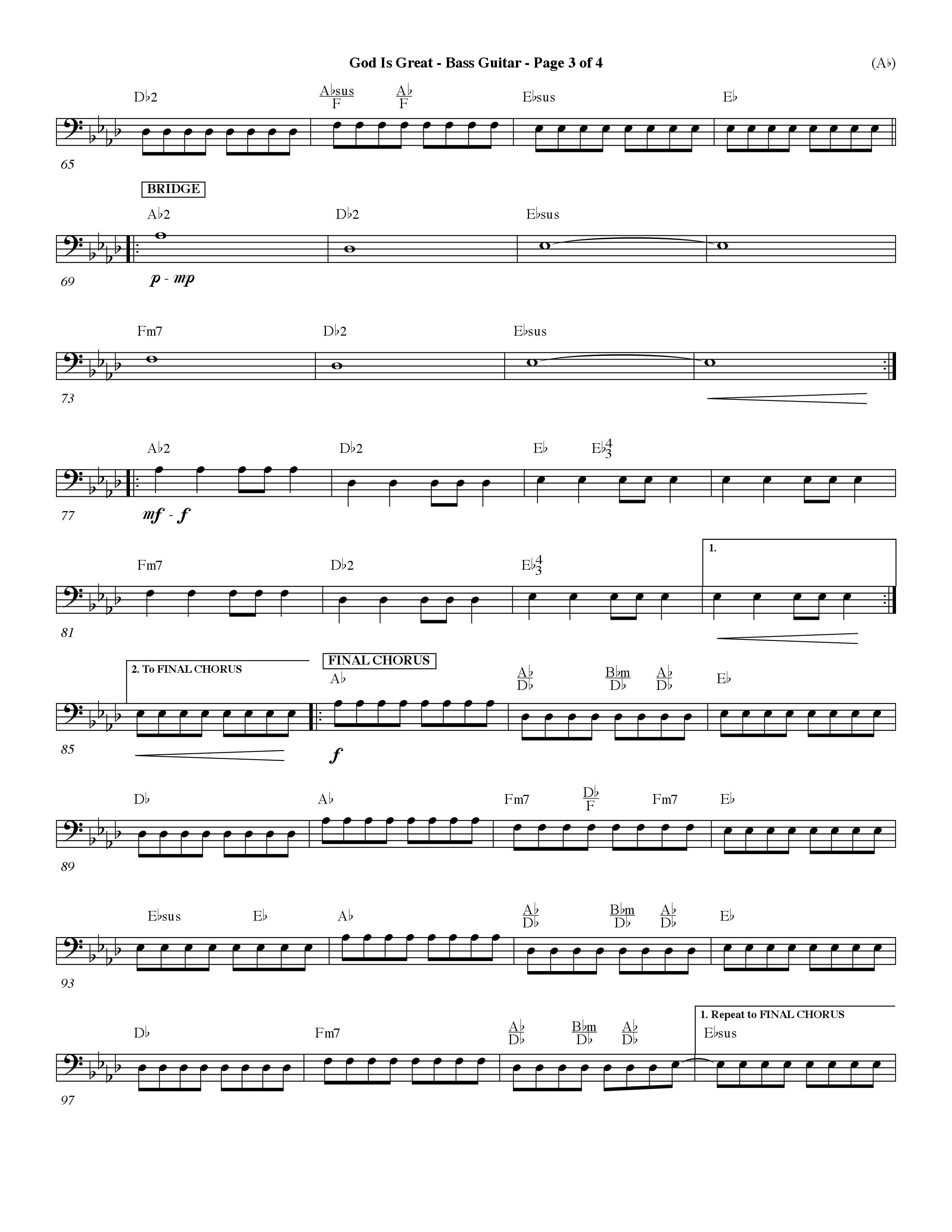 God Is Great (Choral Anthem SATB) Bass Guitar (Word Music Choral / Orch. Dave Williamson)
