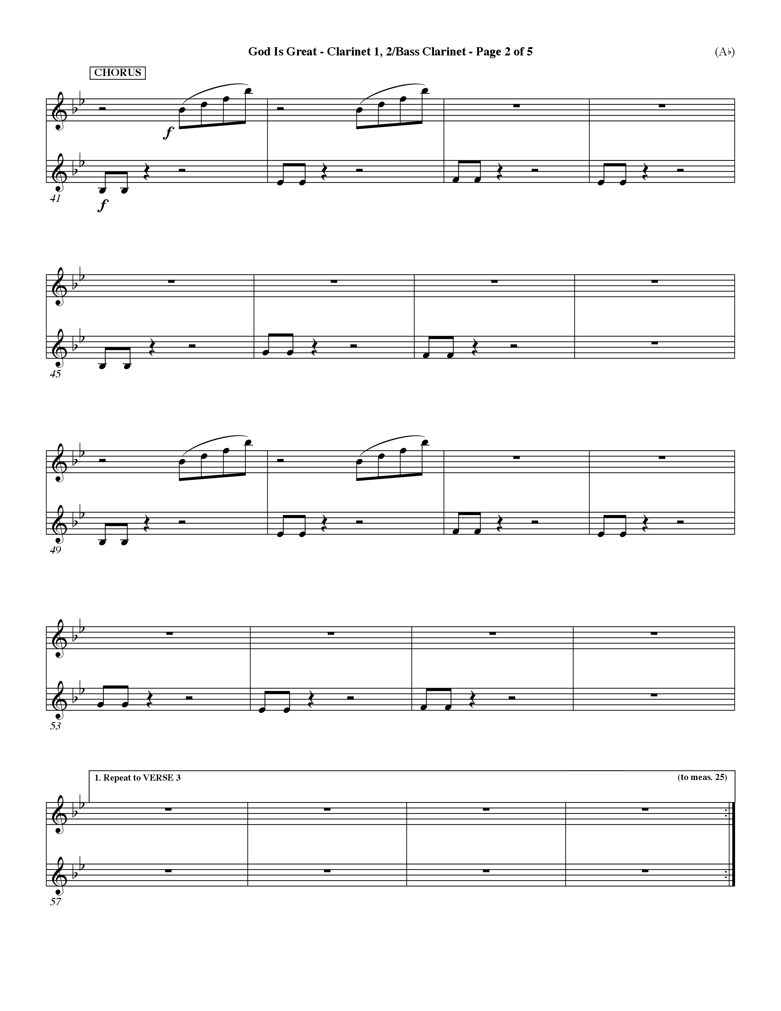 God Is Great (Choral Anthem SATB) Clarinet 1/2, Bass Clarinet (Word Music Choral / Orch. Dave Williamson)