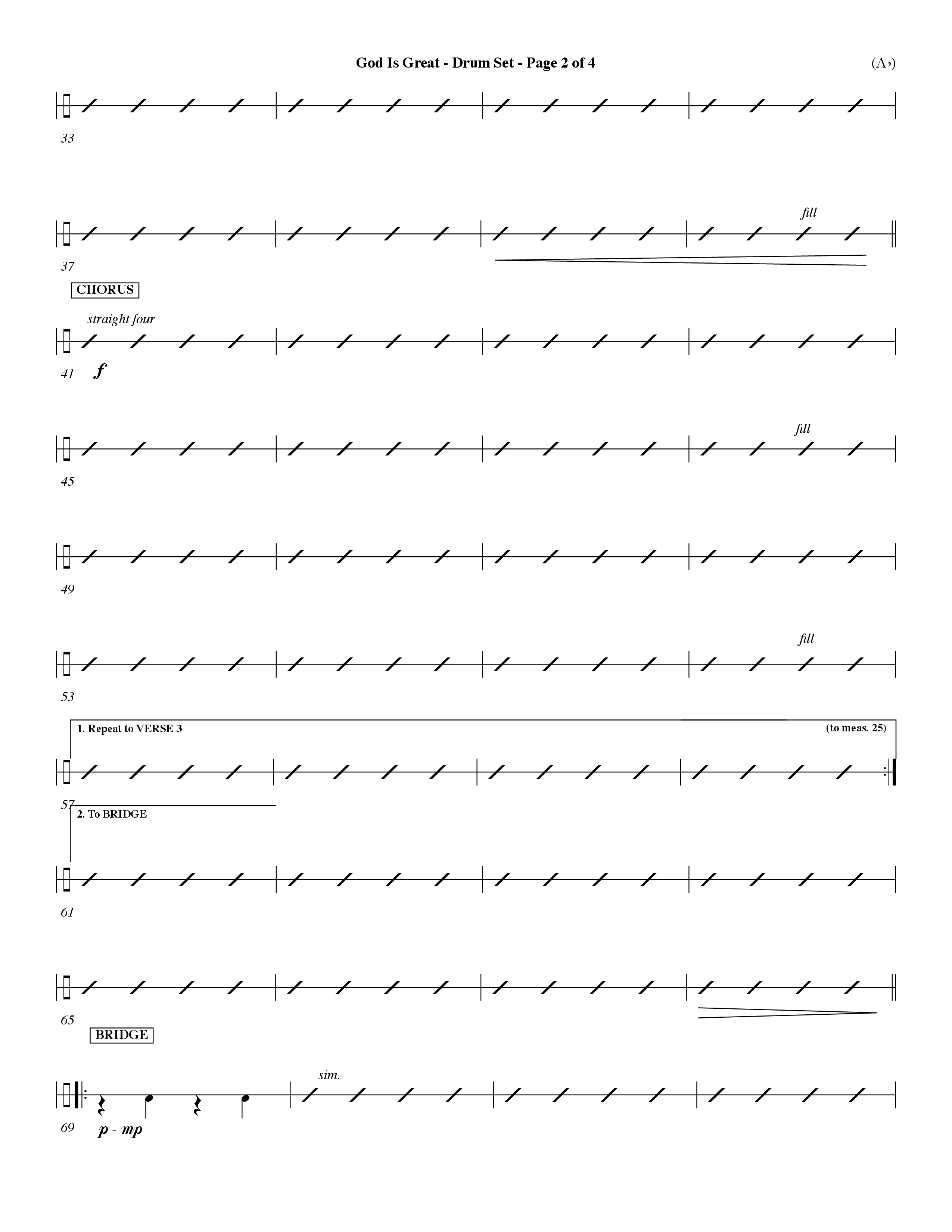 God Is Great (Choral Anthem SATB) Drum Set (Word Music Choral / Orch. Dave Williamson)