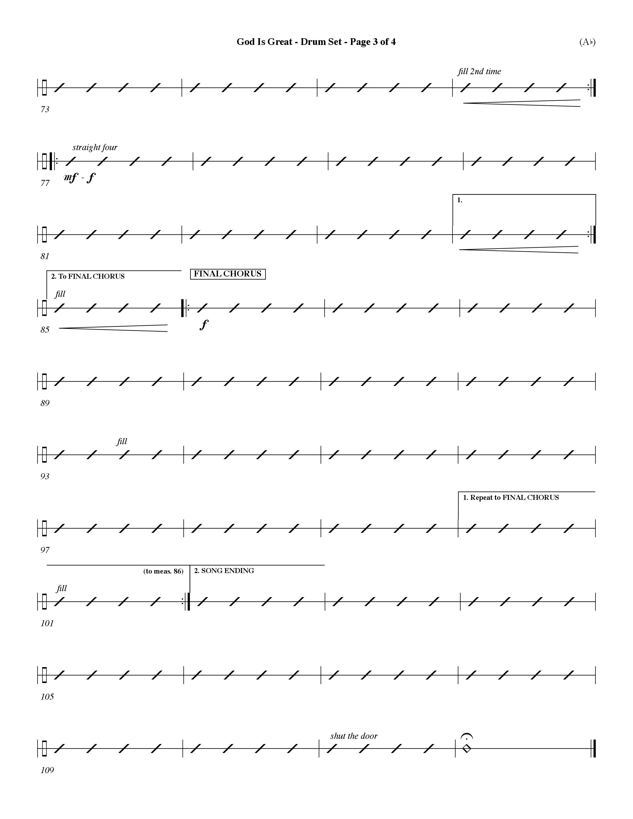God Is Great (Choral Anthem SATB) Drum Set (Word Music Choral / Orch. Dave Williamson)