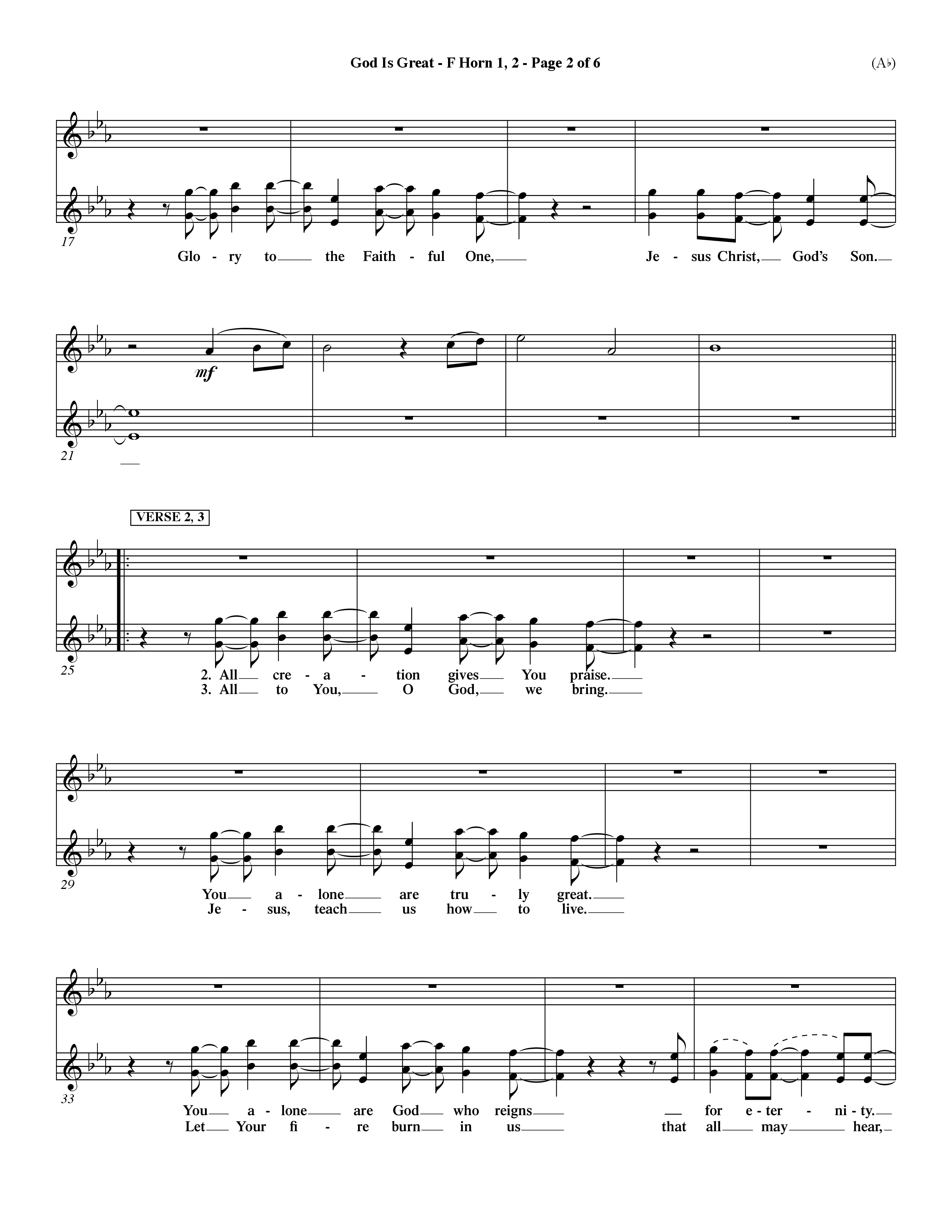God Is Great (Choral Anthem SATB) French Horn (Word Music Choral / Orch. Dave Williamson)
