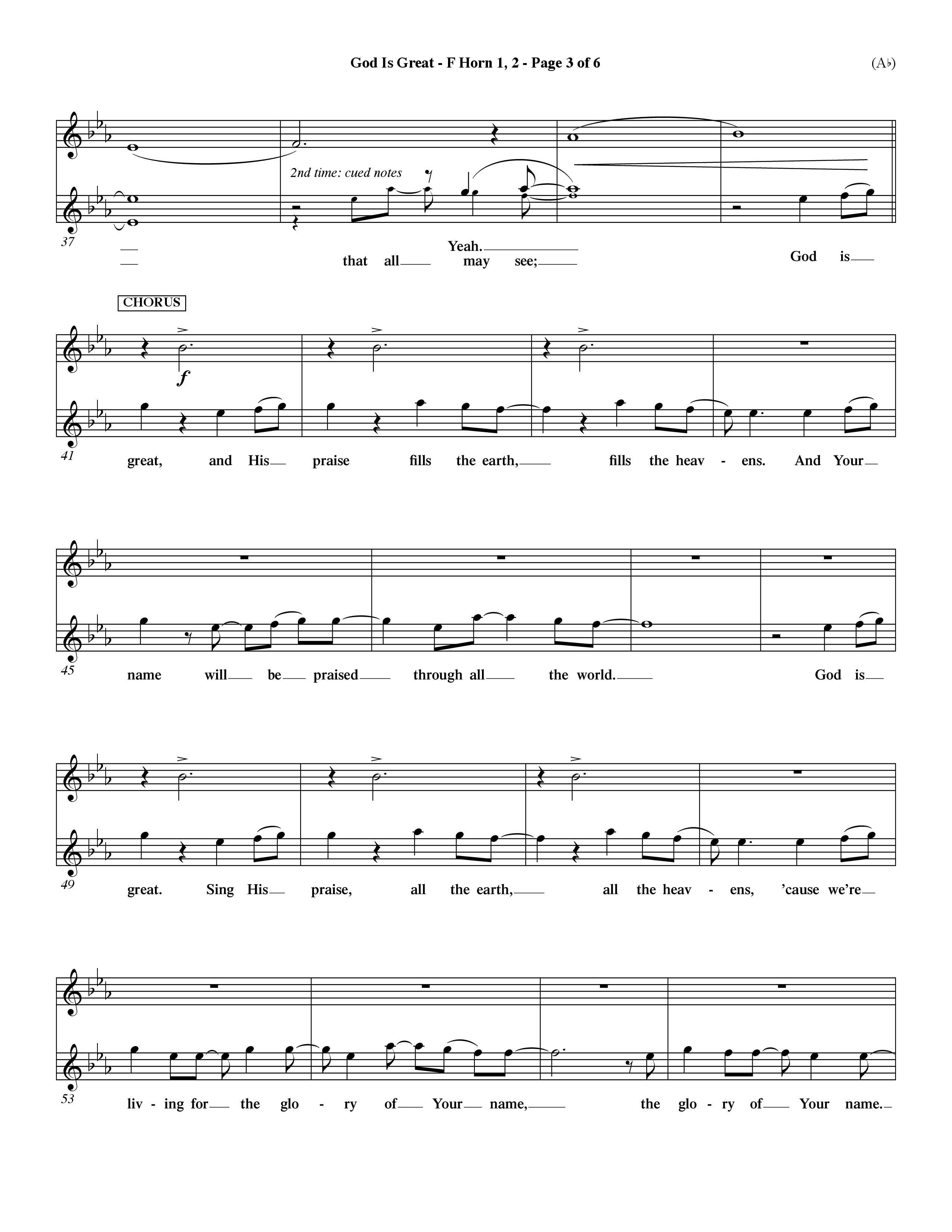 God Is Great (Choral Anthem SATB) French Horn (Word Music Choral / Orch. Dave Williamson)