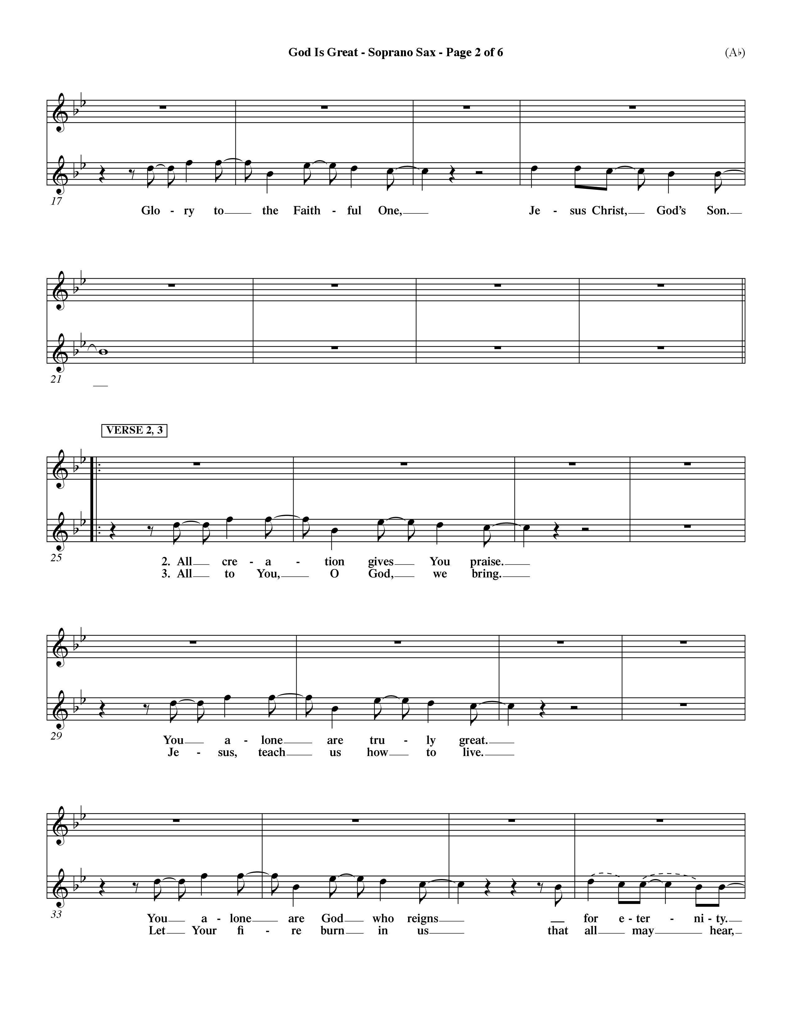 God Is Great (Choral Anthem SATB) Saxophone (Word Music Choral / Orch. Dave Williamson)