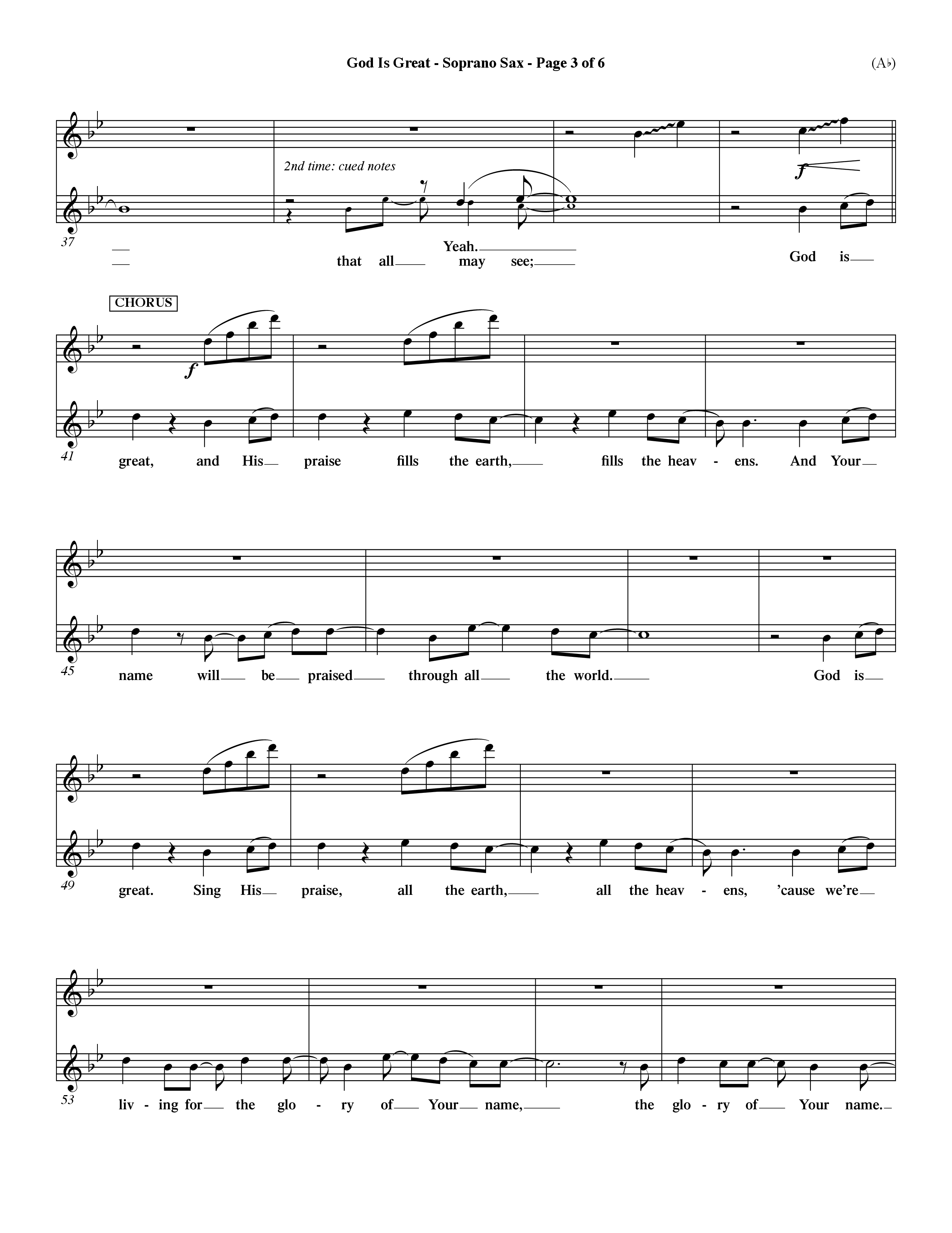 God Is Great (Choral Anthem SATB) Saxophone (Word Music Choral / Orch. Dave Williamson)