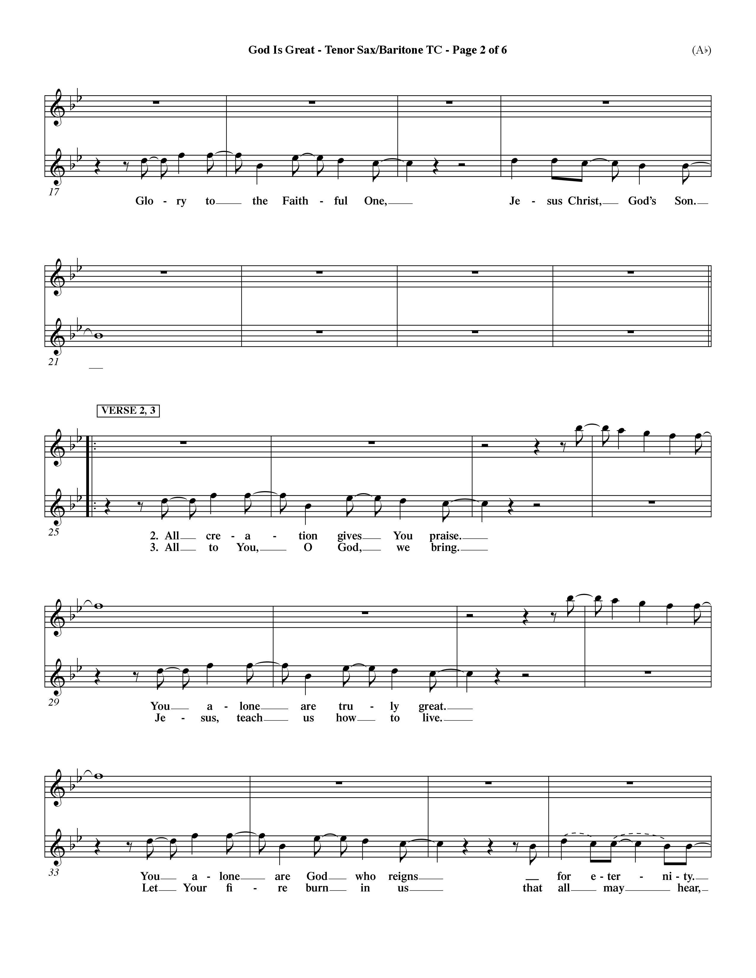 God Is Great (Choral Anthem SATB) Tenor Sax/Baritone T.C. (Word Music Choral / Orch. Dave Williamson)