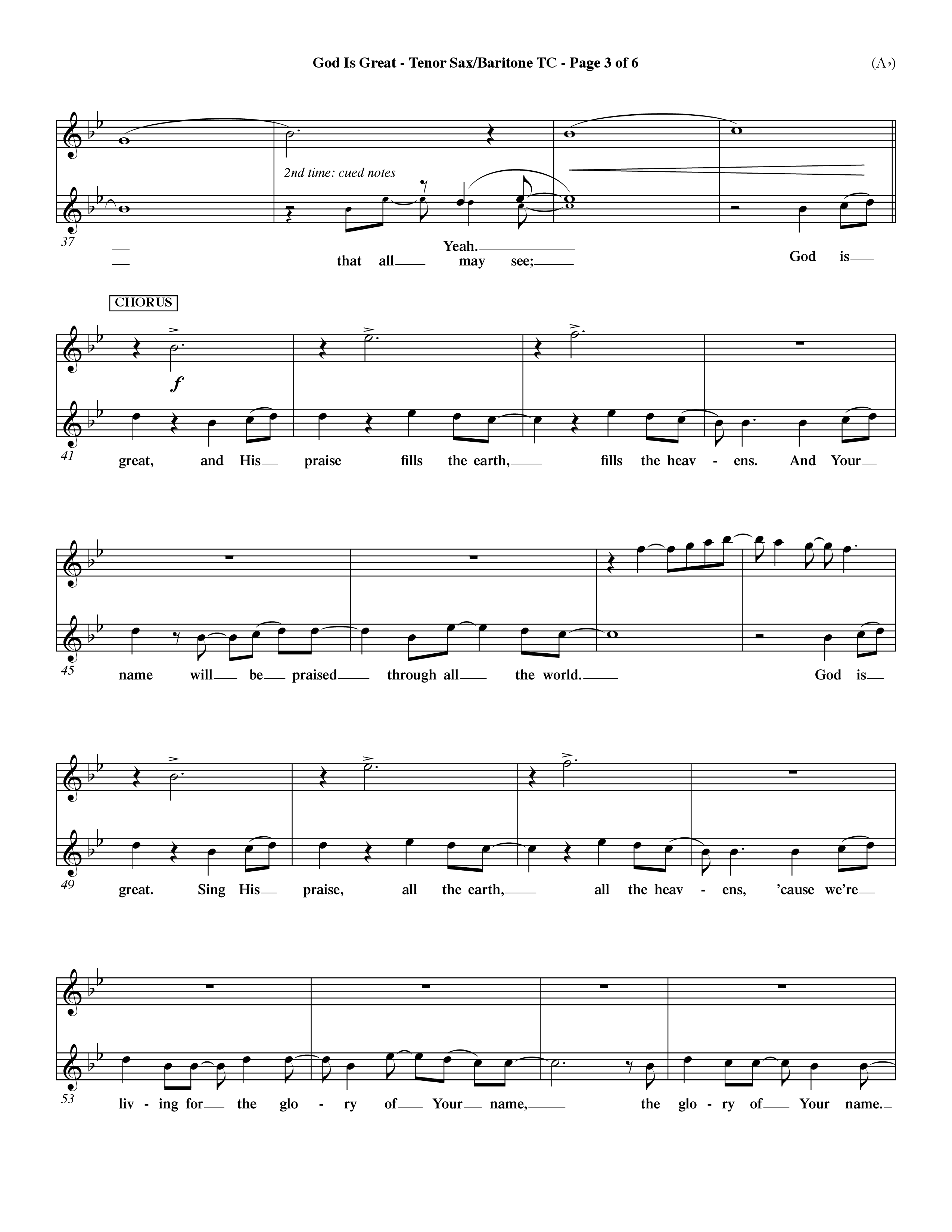 God Is Great (Choral Anthem SATB) Tenor Sax/Baritone T.C. (Word Music Choral / Orch. Dave Williamson)