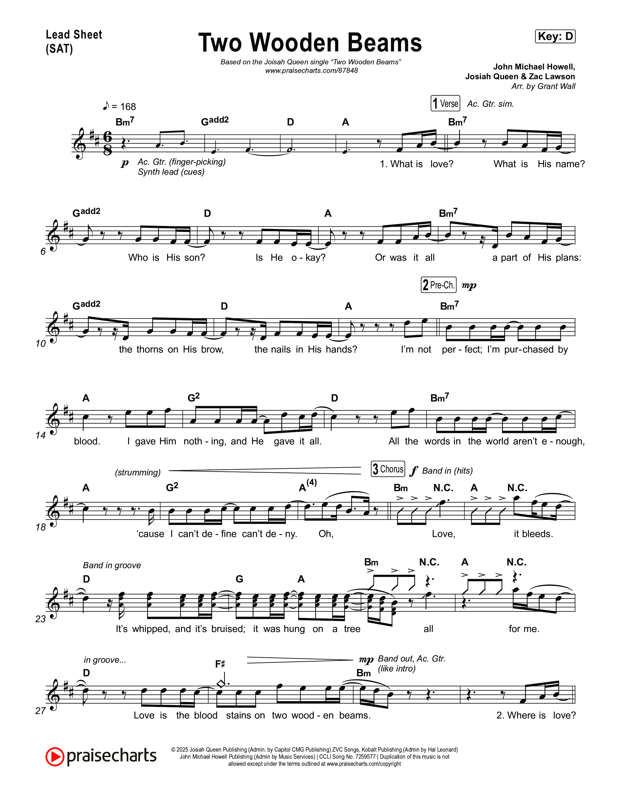 Two Wooden Beams Lead Sheet (SAT) (Josiah Queen)