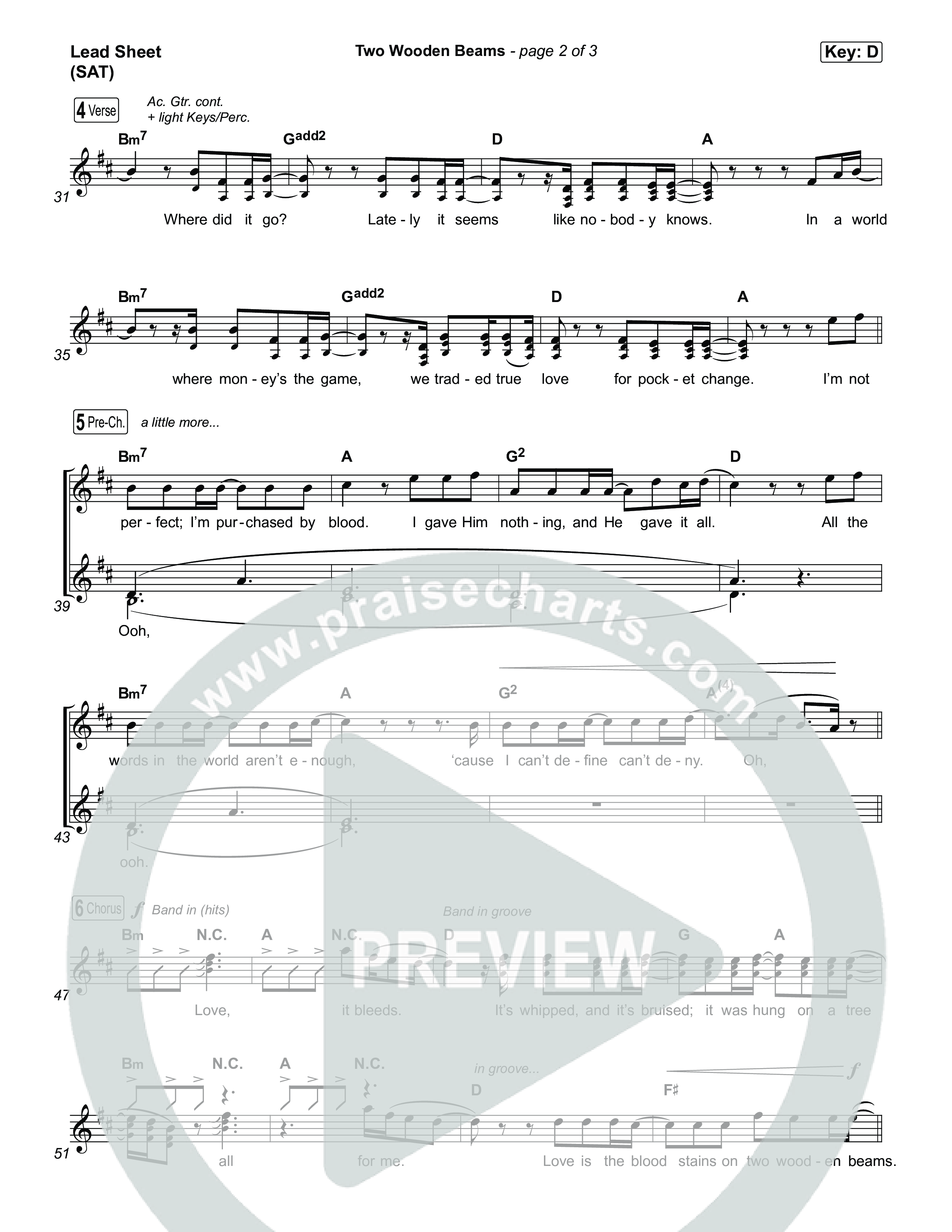 Two Wooden Beams Lead Sheet (SAT) (Josiah Queen)