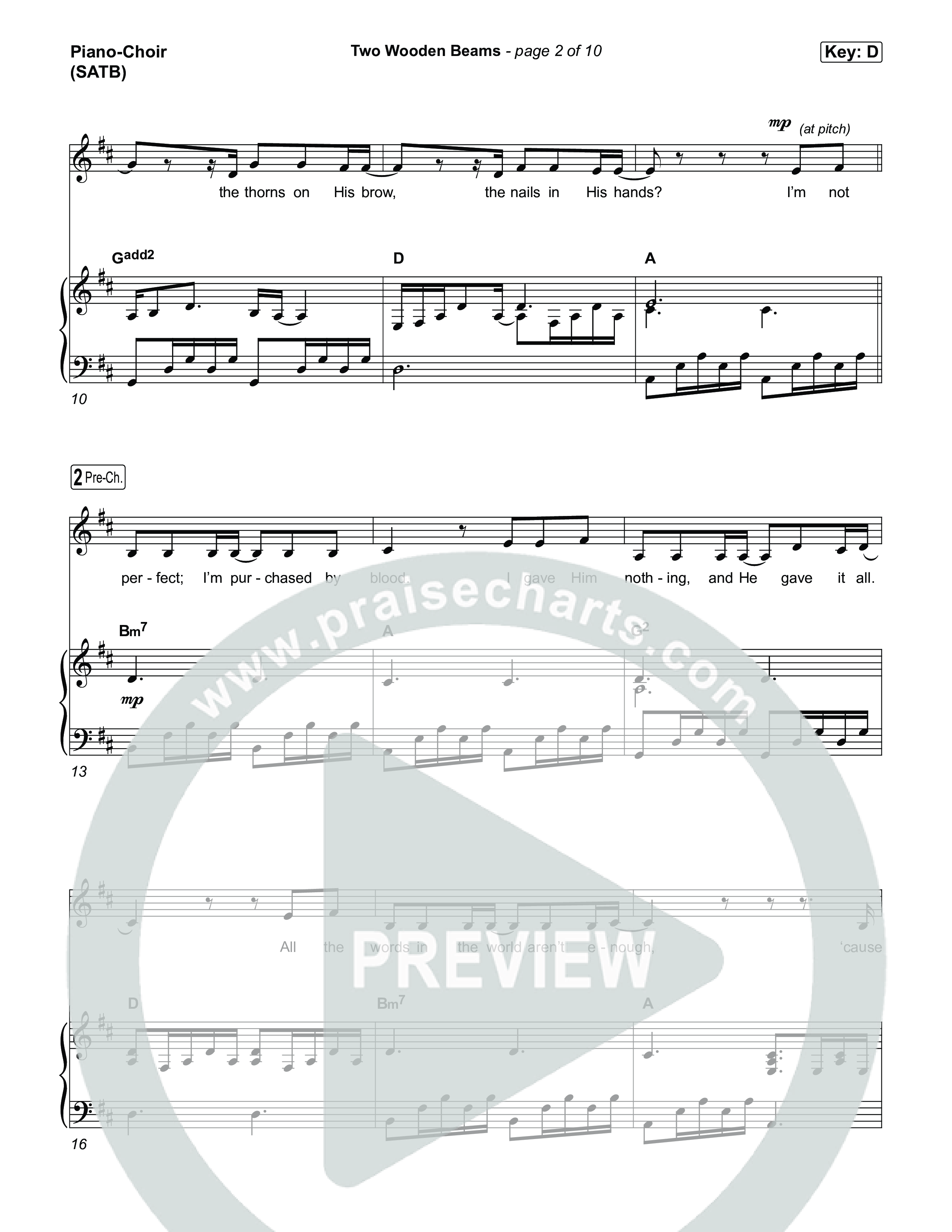 Two Wooden Beams Piano/Vocal Pack (Josiah Queen)