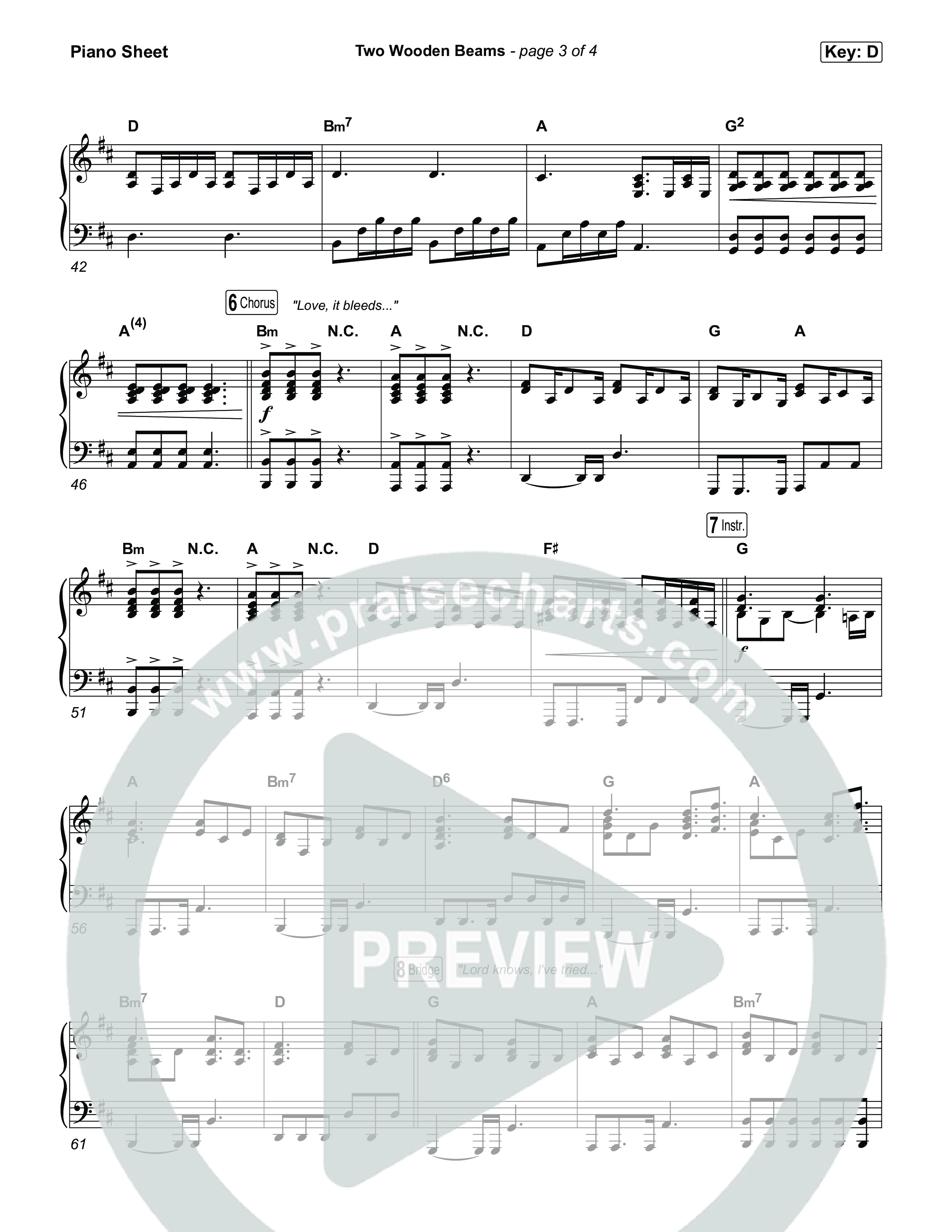 Two Wooden Beams Piano Sheet (Josiah Queen)