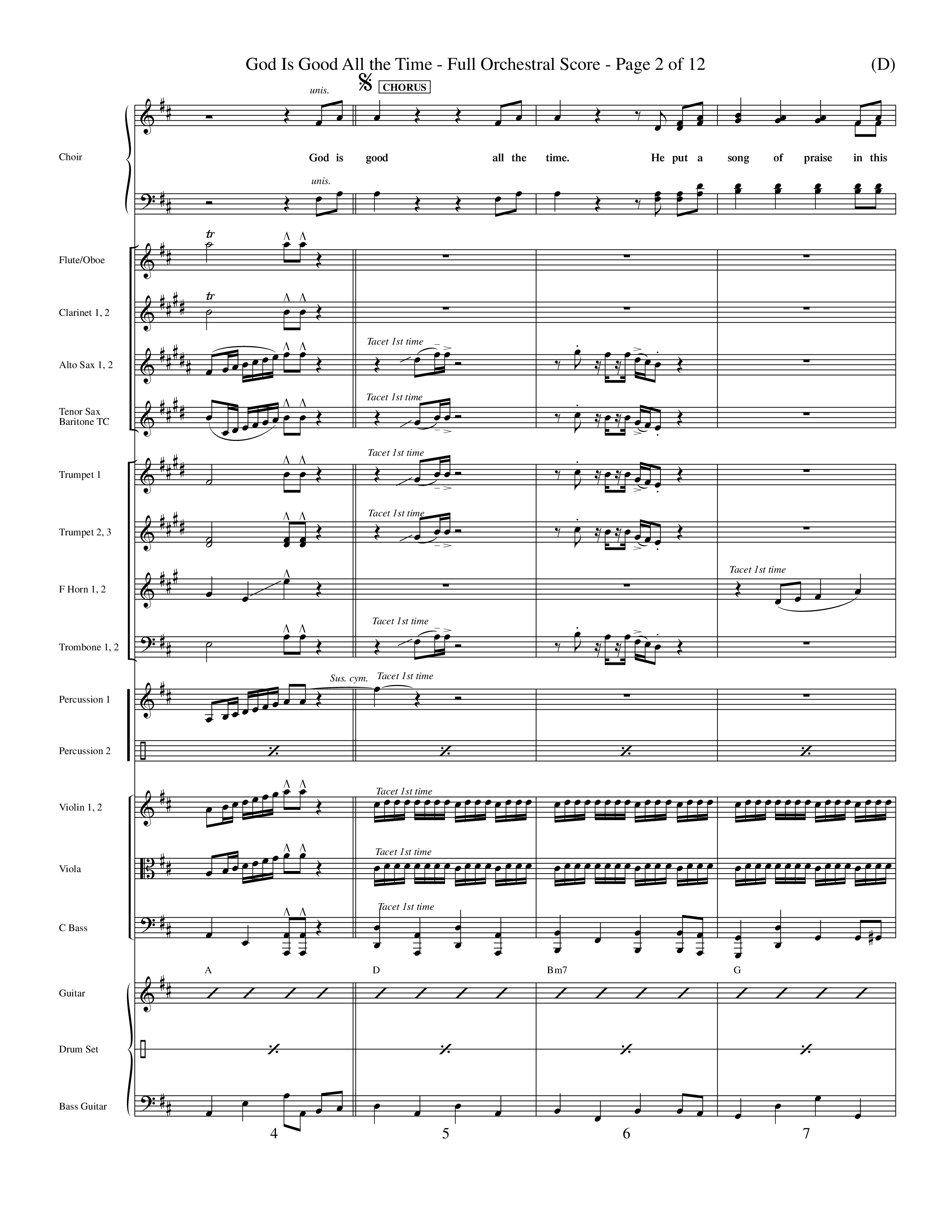 God Is Good All The Time (Choral Anthem SATB) Orchestration (Word Music Choral / Orch. Billy Payne)